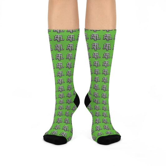 Green ATL Monogram - Crew Socks