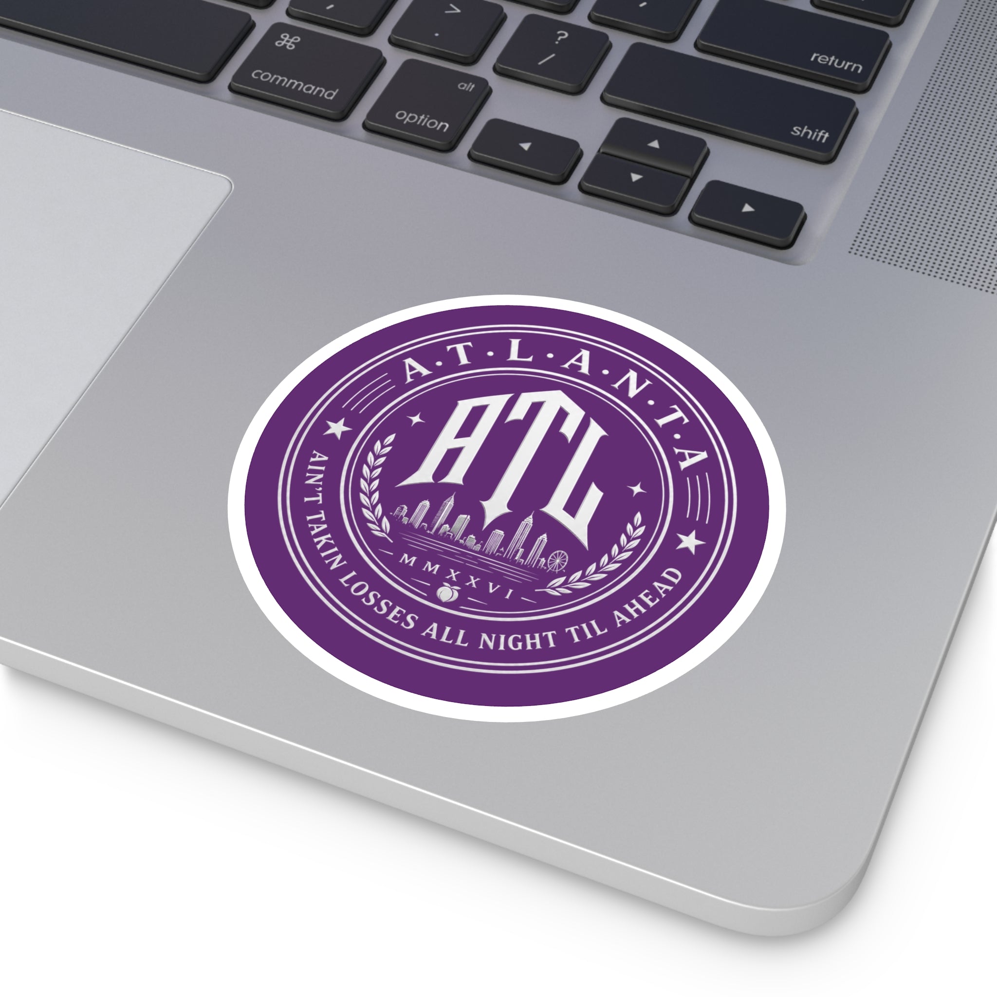 Ain’t Taking Losses ATL Logo Sticker — Purple Haze Edition