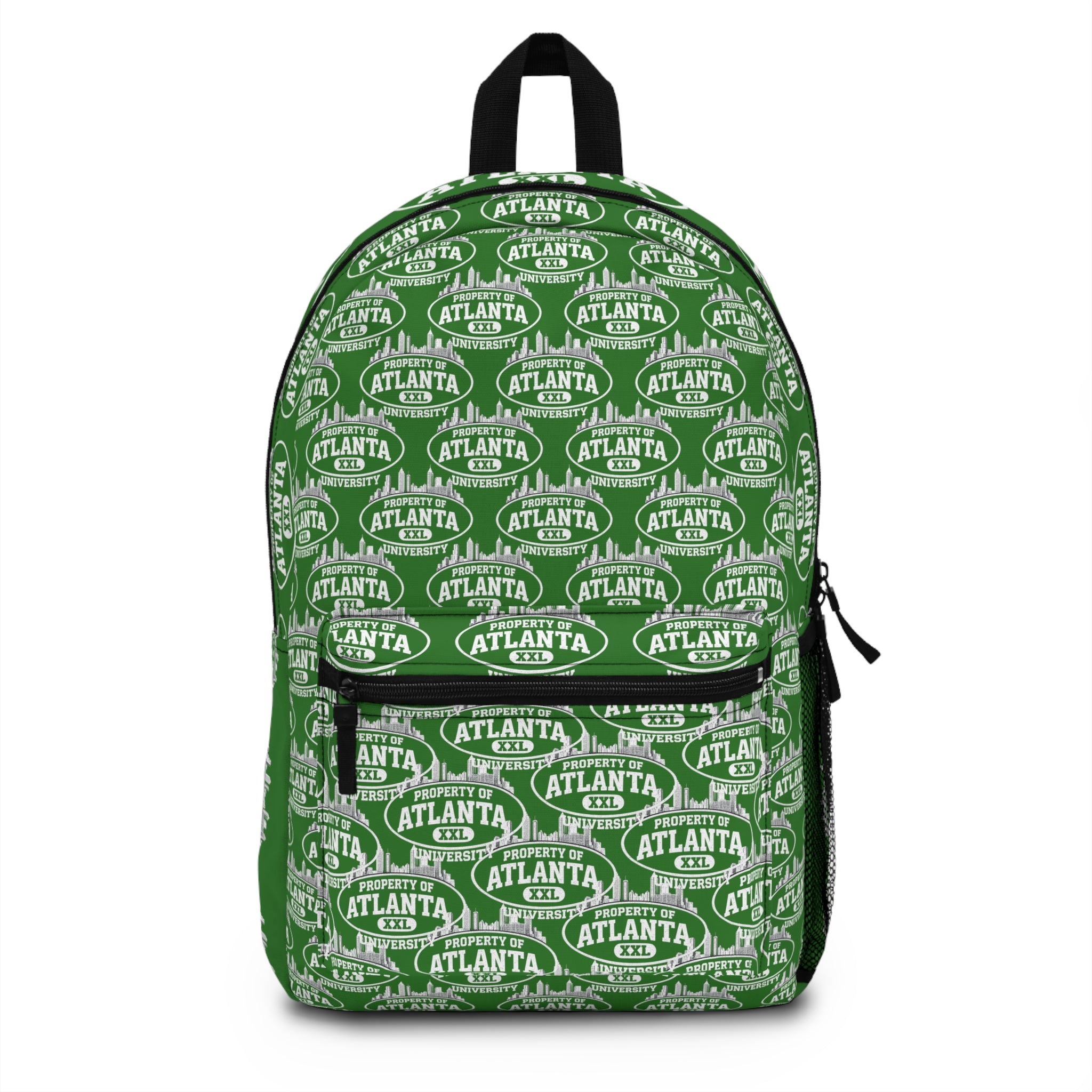 Atlanta Logo Print Backpack — Green - 'Property of Atlanta' All-Over Print