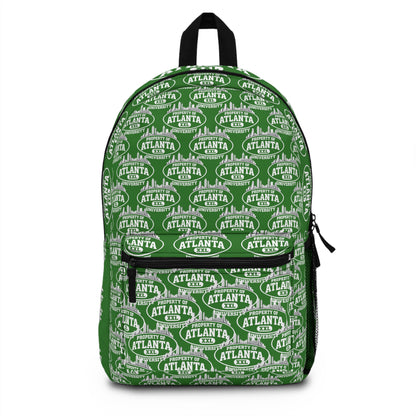Atlanta Logo Print Backpack — Green - 'Property of Atlanta' All-Over Print