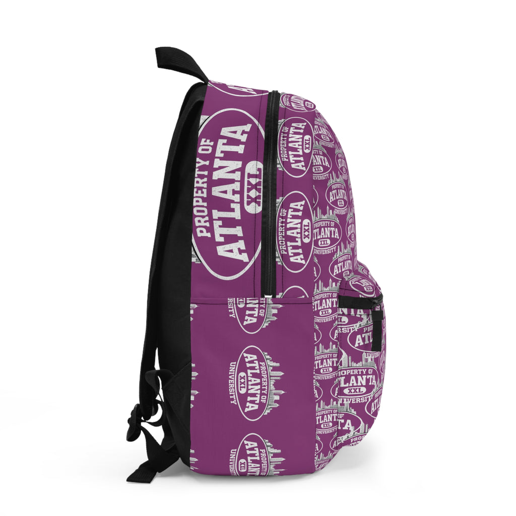 Atlanta Logo Print Backpack — Grape Purple - 'Property of Atlanta' All-Over Print