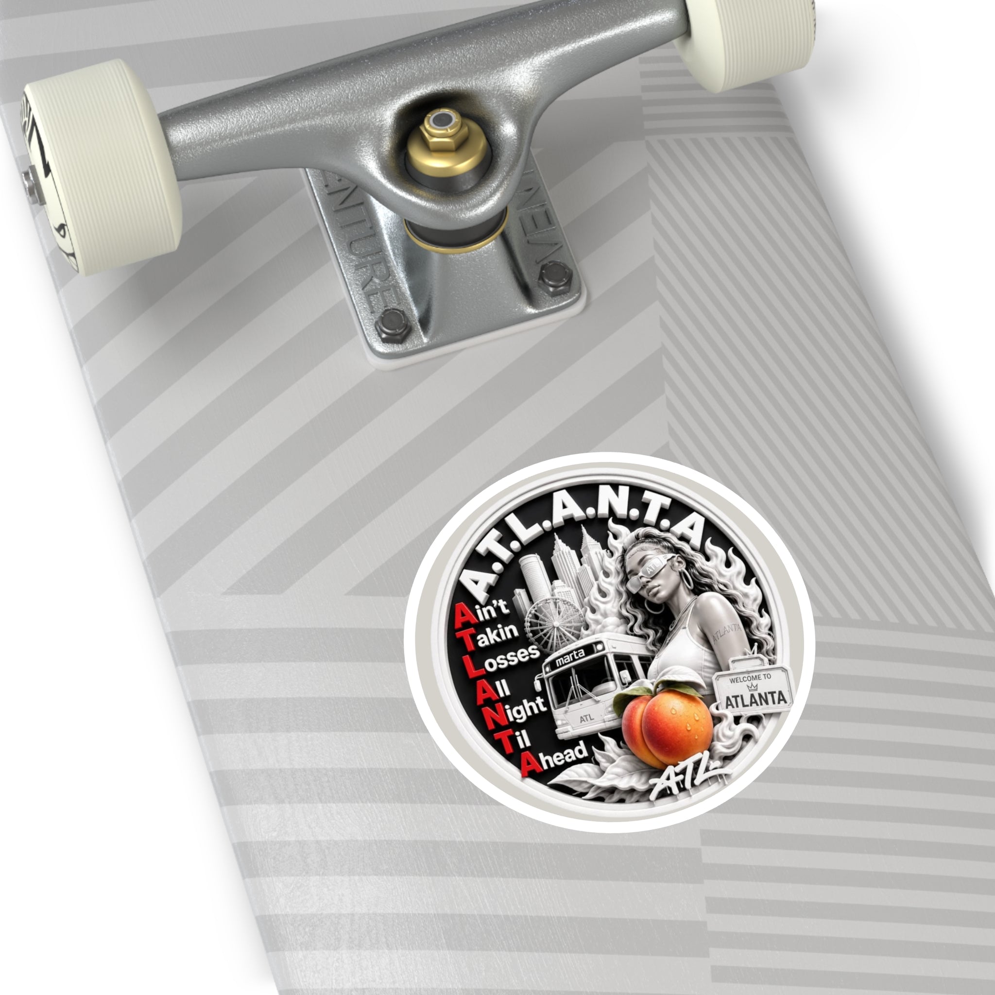 Georgia Peach Orange - ATL Round Vinyl Sticker — Orange Atlanta City Sky
