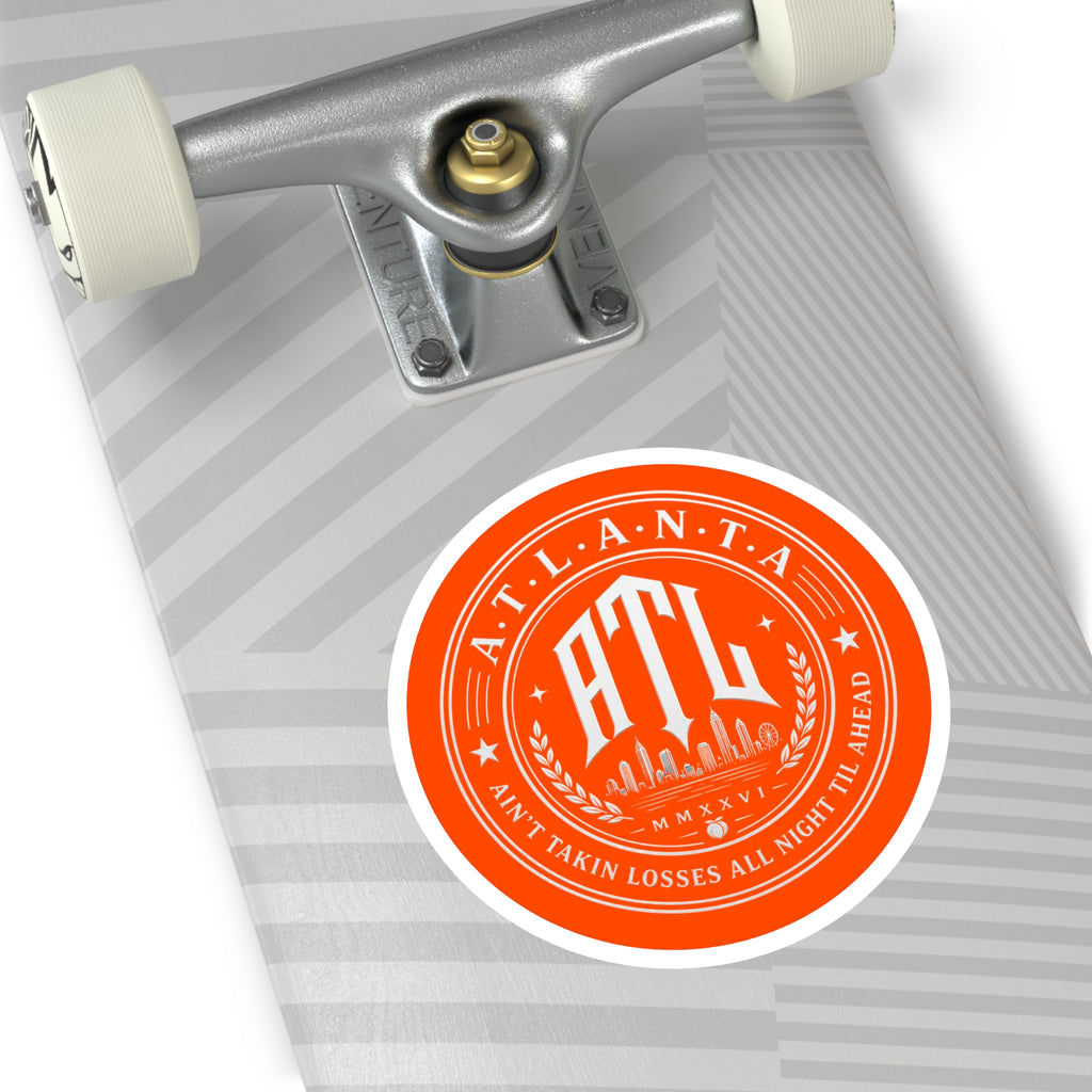 Georgia Peach Orange - ATL Round Vinyl Sticker — Orange Atlanta City Sky