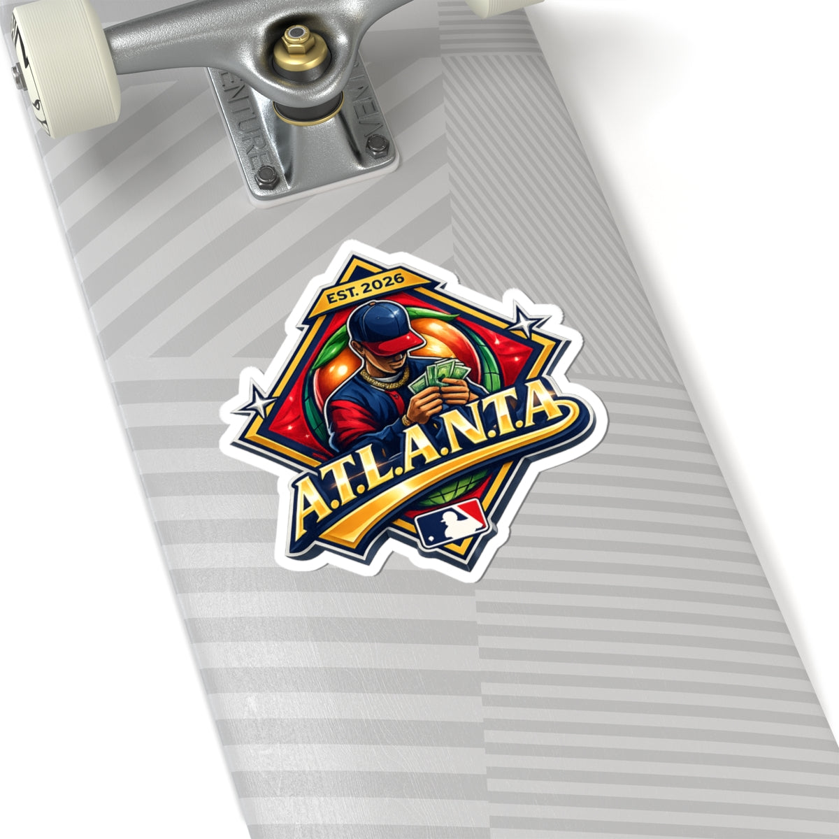 Atlanta Baseball Sticker — Bold Retro Player Design (Kiss-Cut)