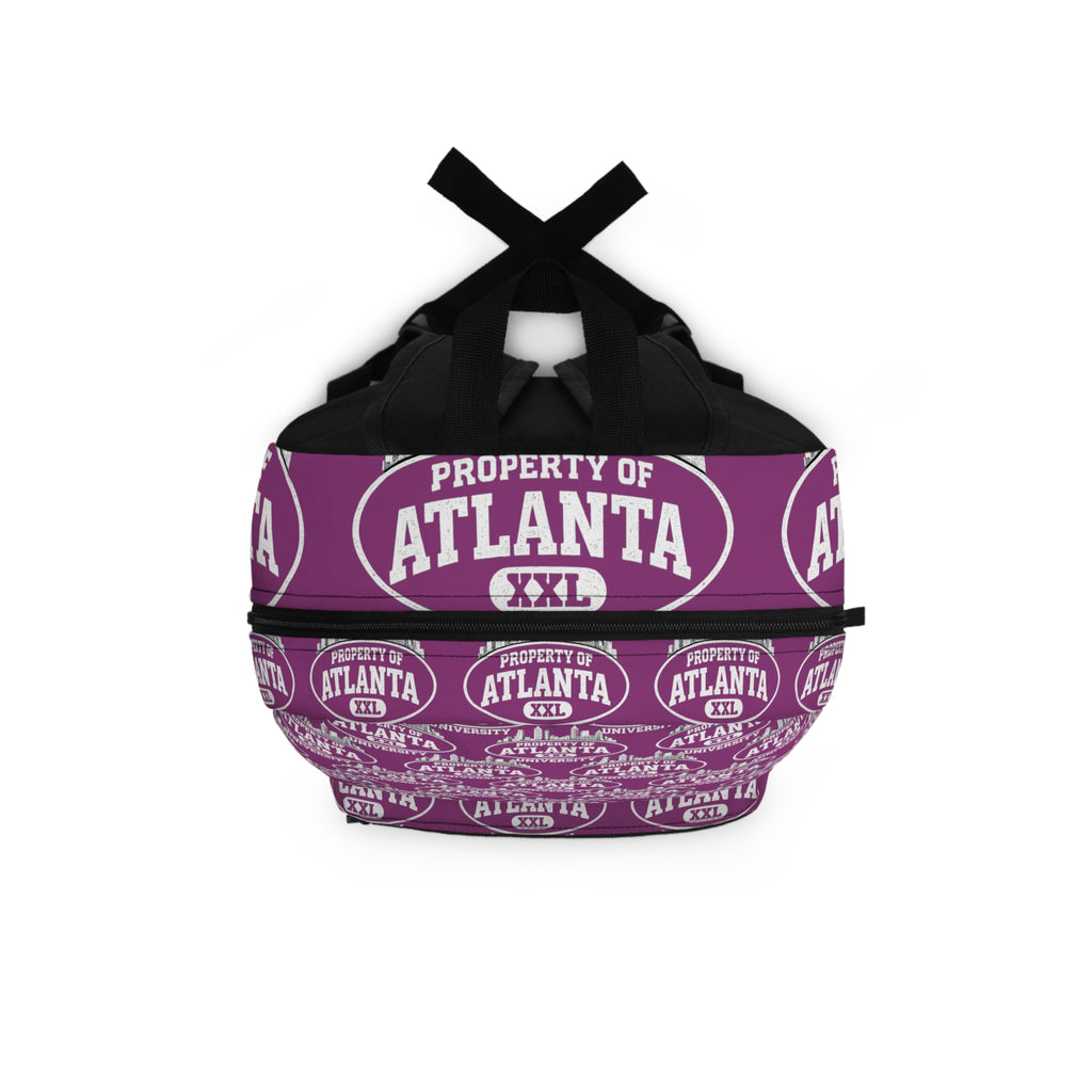 Atlanta Logo Print Backpack — Grape Purple - 'Property of Atlanta' All-Over Print