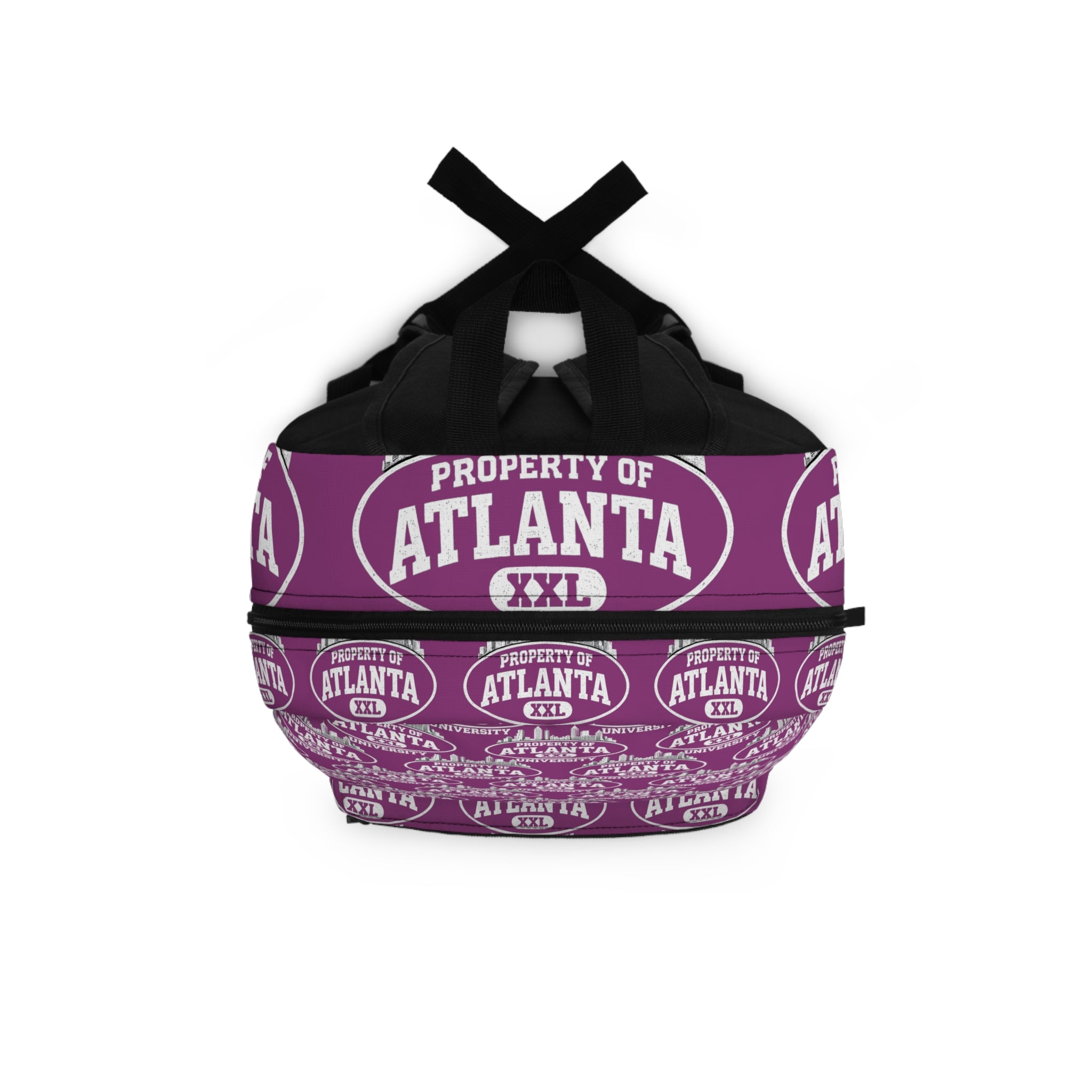 Atlanta Logo Print Backpack — Grape Purple - 'Property of Atlanta' All-Over Print