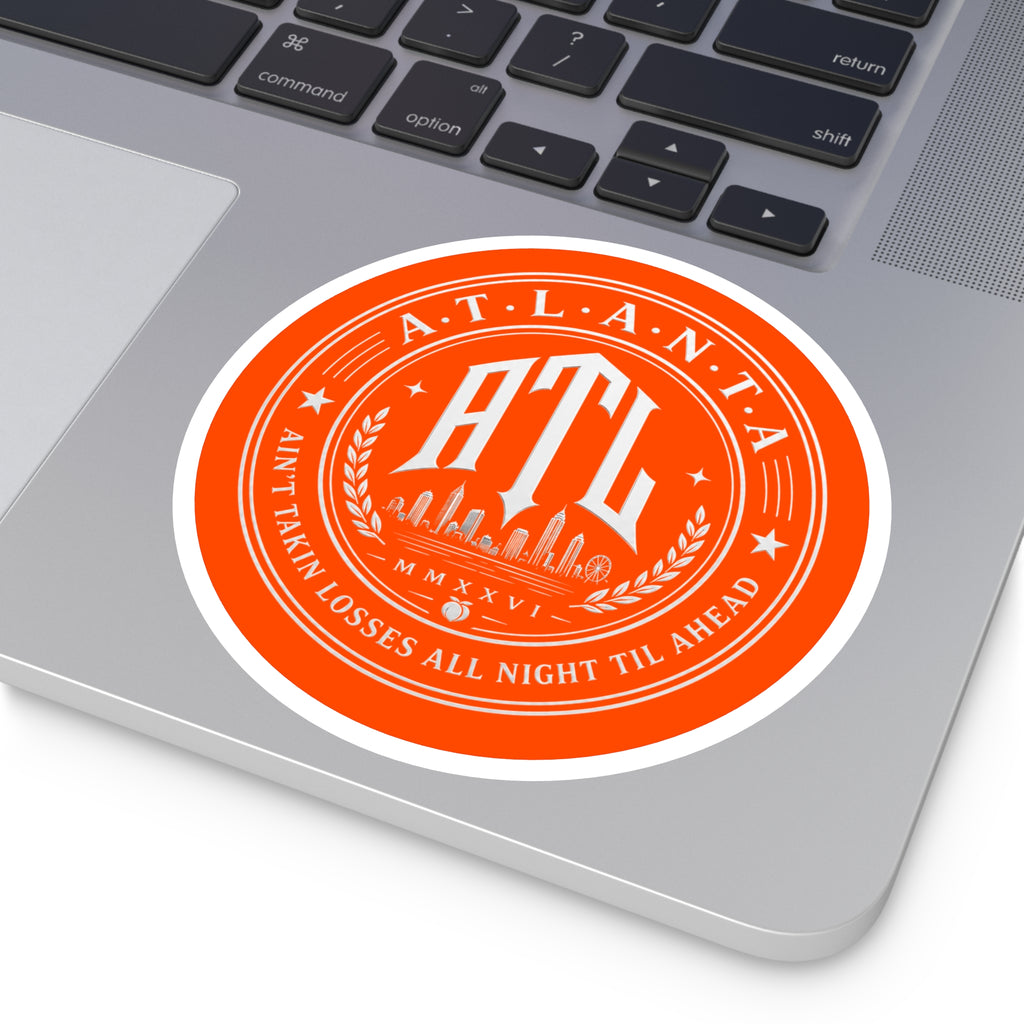 Georgia Peach Orange - ATL Round Vinyl Sticker — Orange Atlanta City Sky