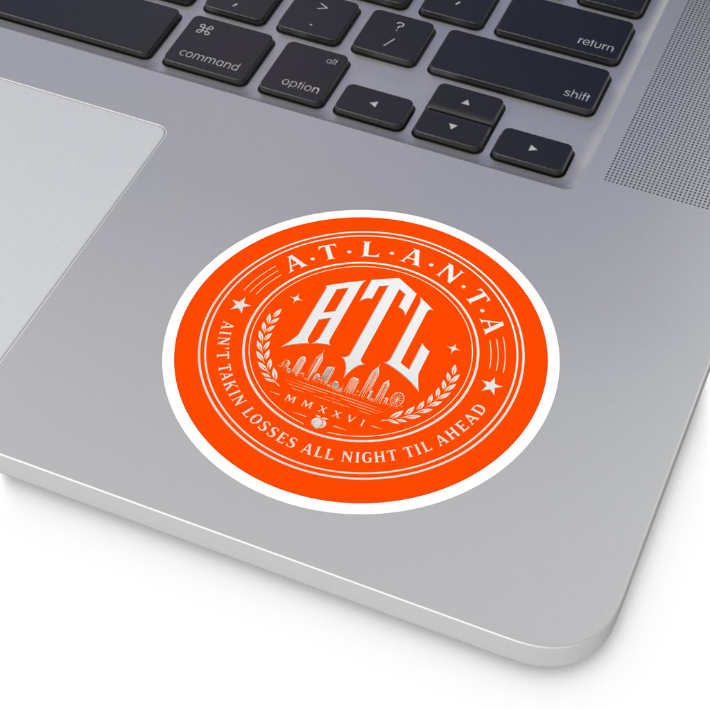 Georgia Peach Orange - ATL Round Vinyl Sticker — Orange Atlanta City Sky