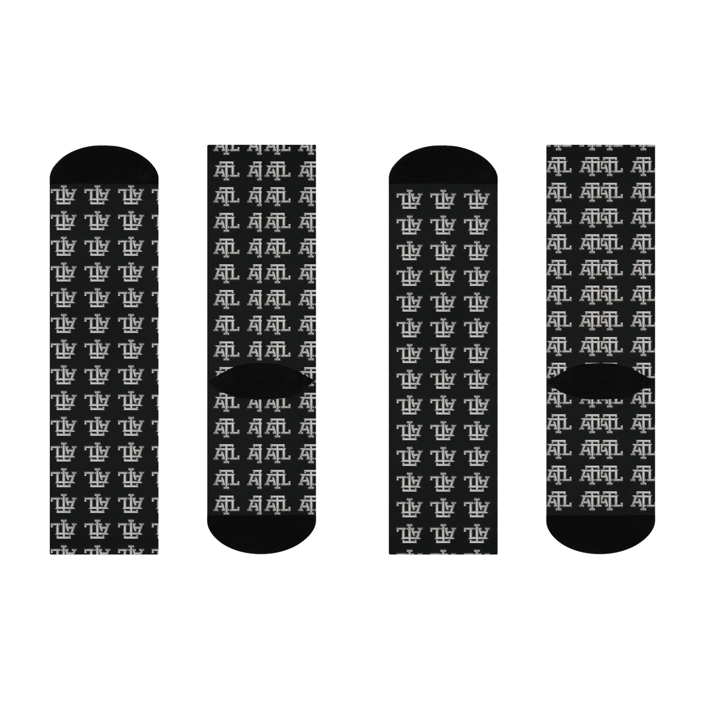 Black ATL Monogram - Crew Socks