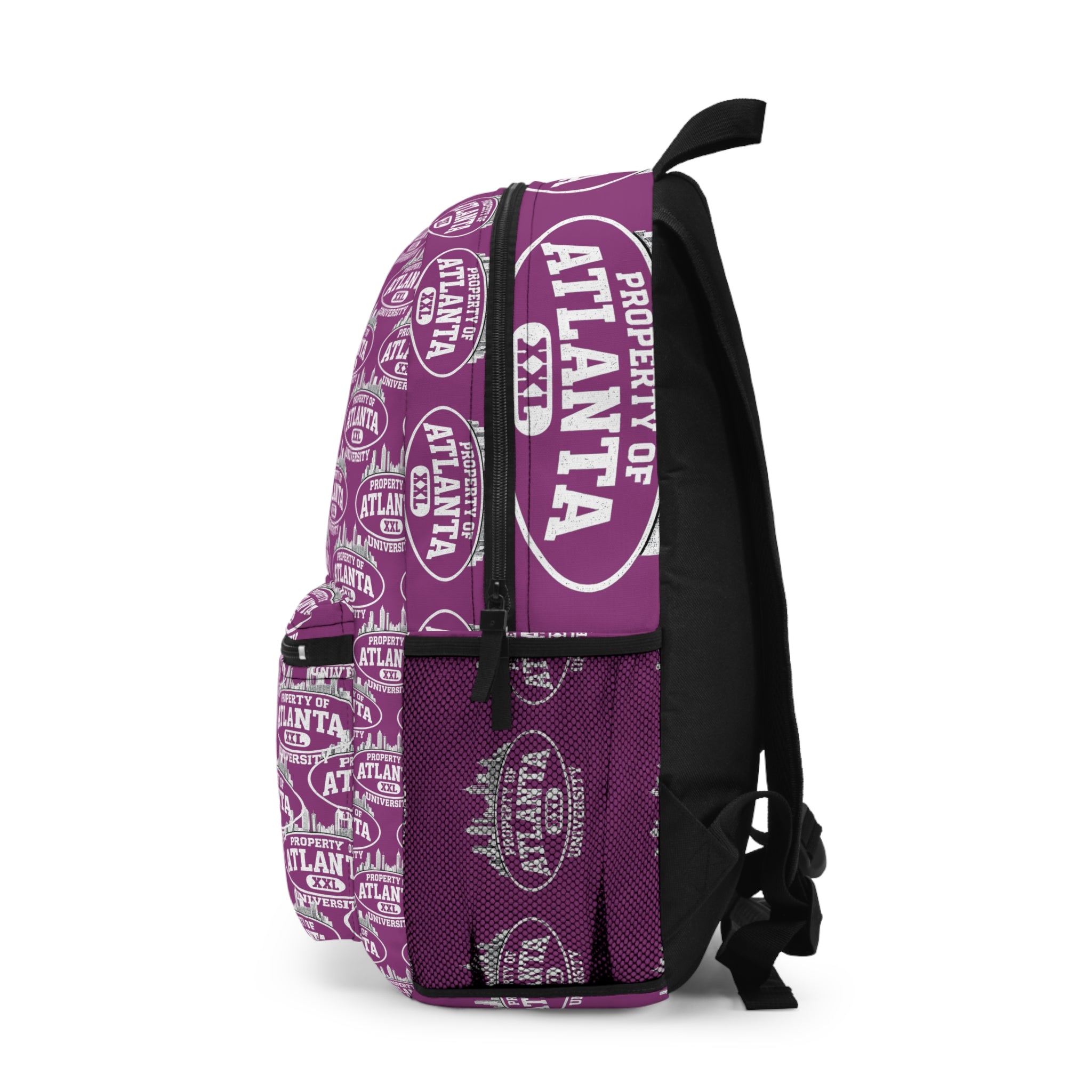 Atlanta Logo Print Backpack — Grape Purple - 'Property of Atlanta' All-Over Print