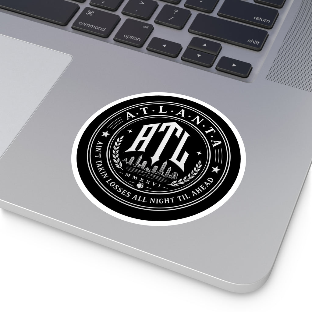 ATL Round Vinyl Sticker — Retro Atlanta Skyline