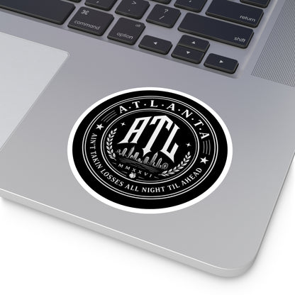 ATL Round Vinyl Sticker — Retro Atlanta Skyline