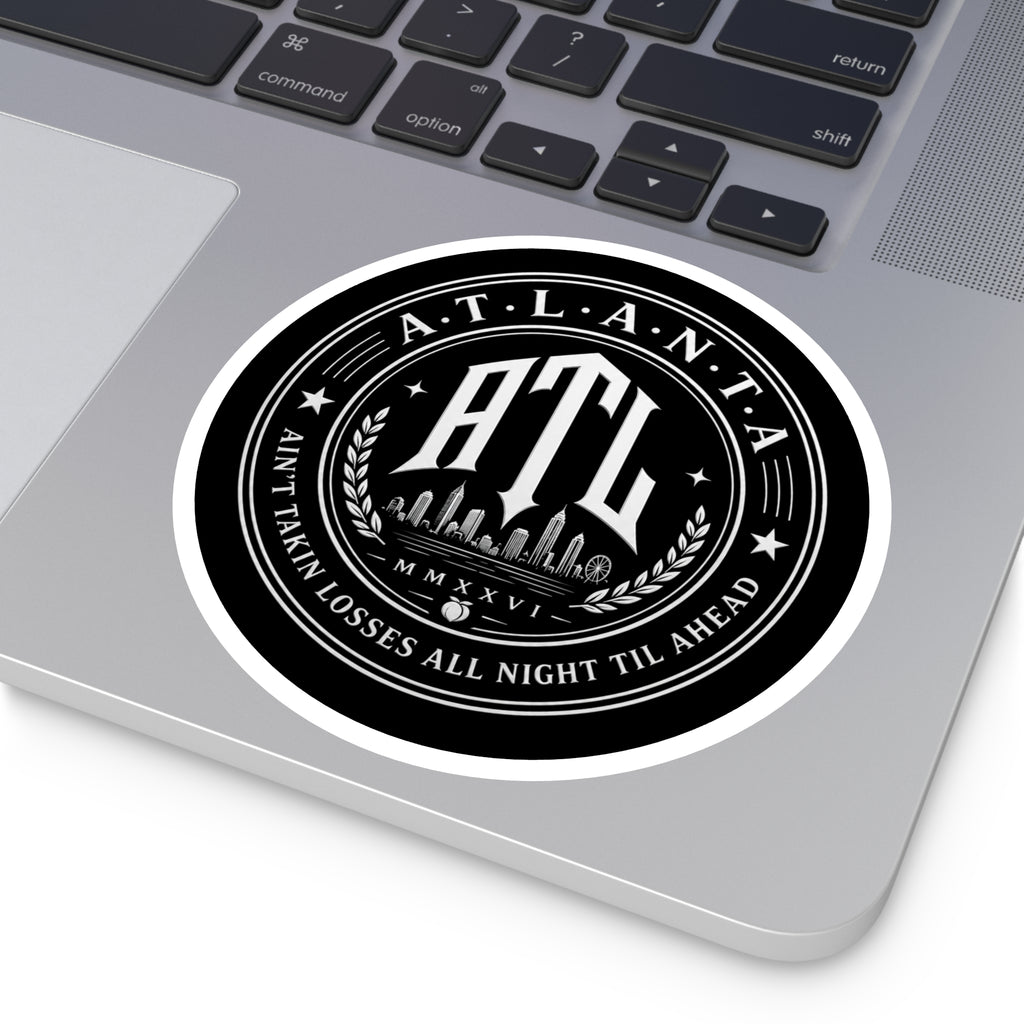 ATL Round Vinyl Sticker — Retro Atlanta Skyline