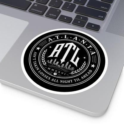 ATL Round Vinyl Sticker — Retro Atlanta Skyline