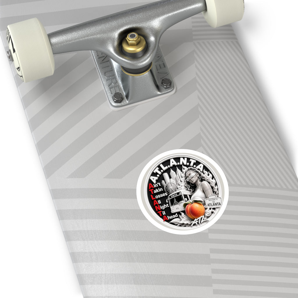 Georgia Peach Orange - ATL Round Vinyl Sticker — Orange Atlanta City Sky