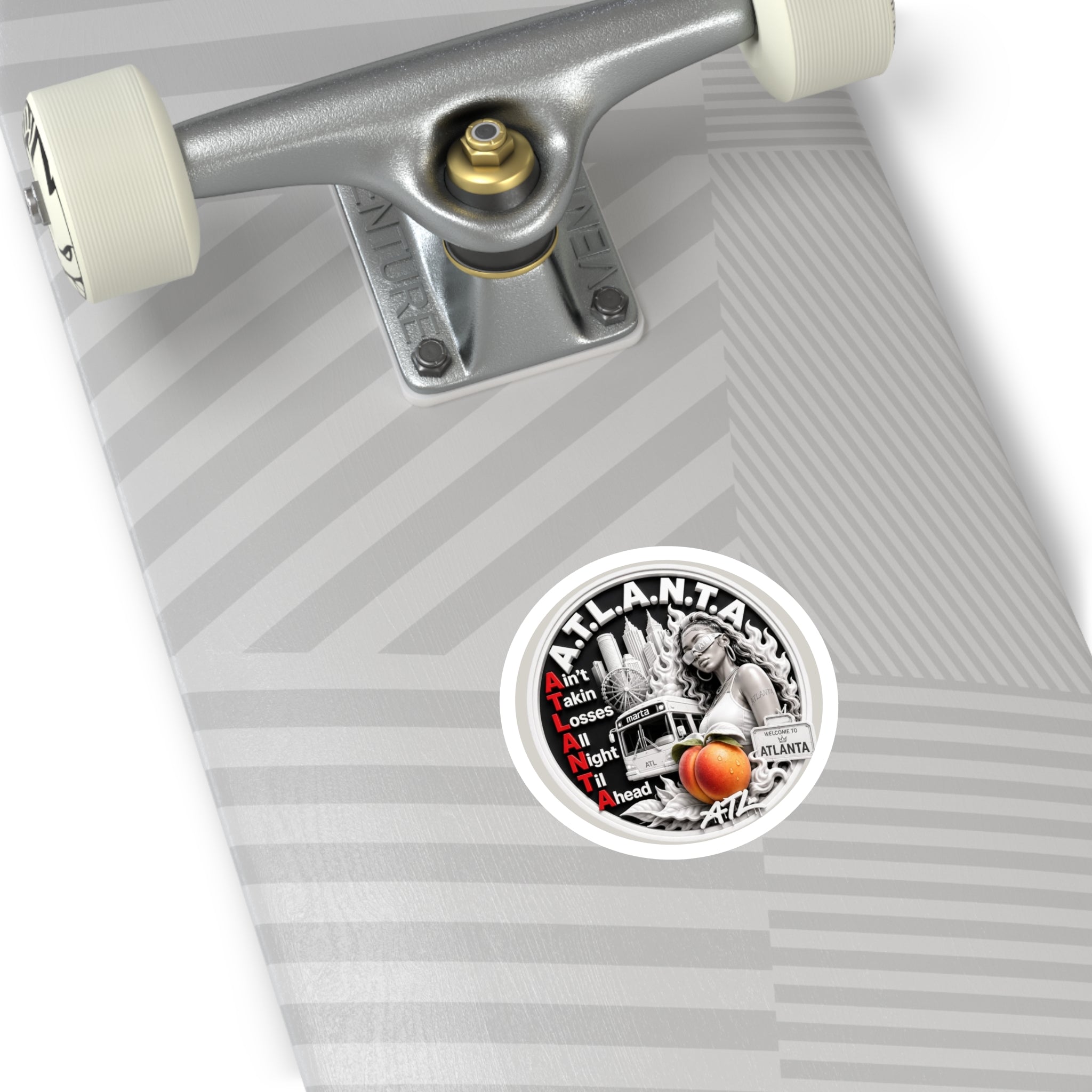 Georgia Peach Orange - ATL Round Vinyl Sticker — Orange Atlanta City Sky