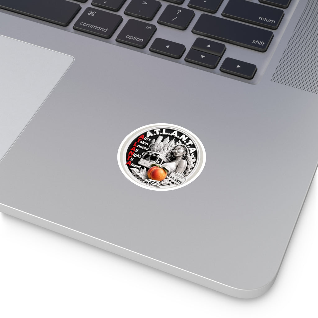 Georgia Peach Orange - ATL Round Vinyl Sticker — Orange Atlanta City Sky