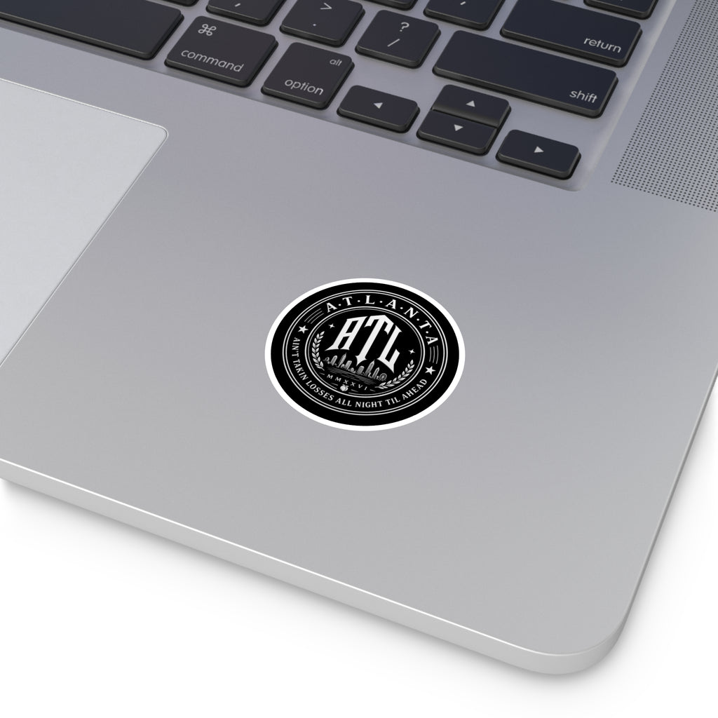 ATL Round Vinyl Sticker — Retro Atlanta Skyline