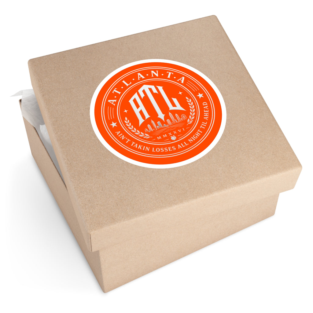 Georgia Peach Orange - ATL Round Vinyl Sticker — Orange Atlanta City Sky