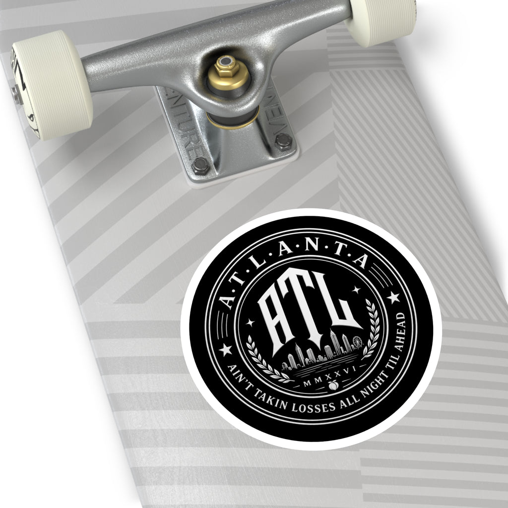 ATL Round Vinyl Sticker — Retro Atlanta Skyline