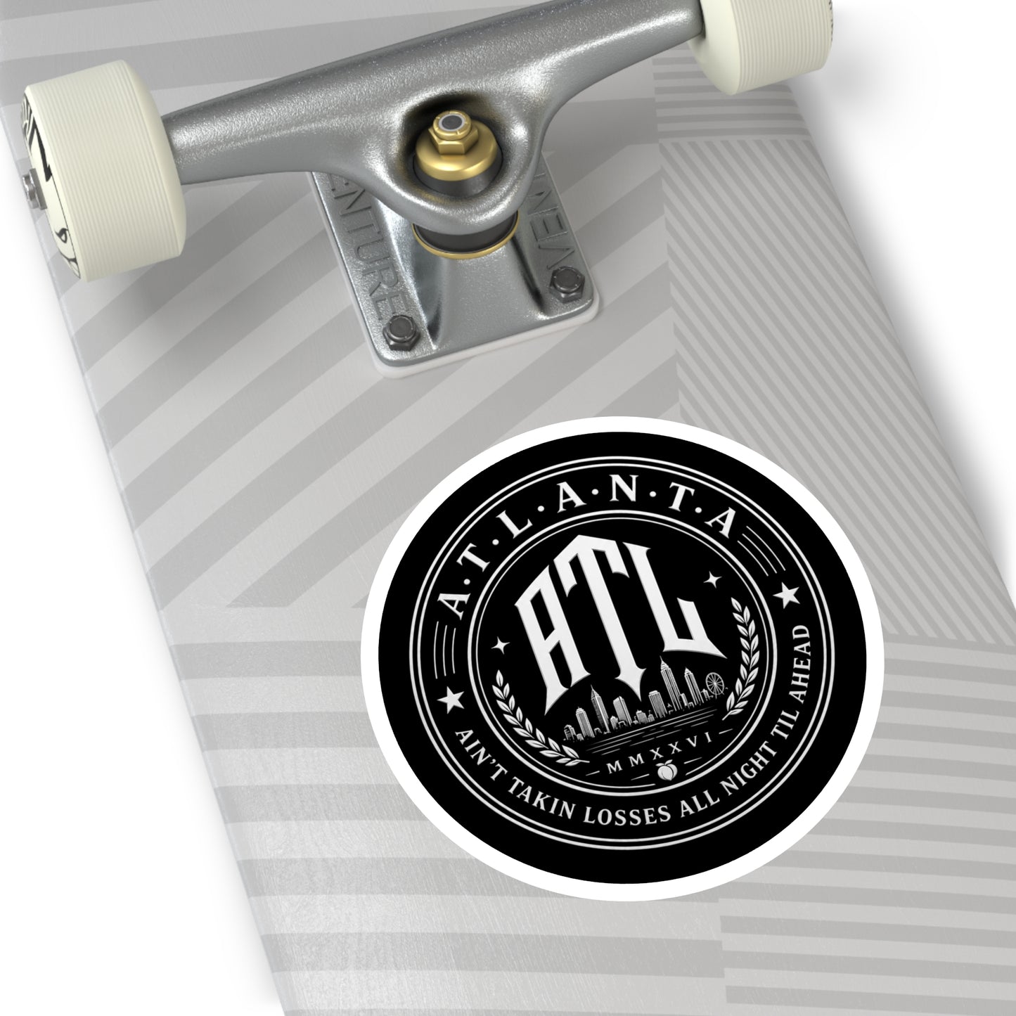 ATL Round Vinyl Sticker — Retro Atlanta Skyline