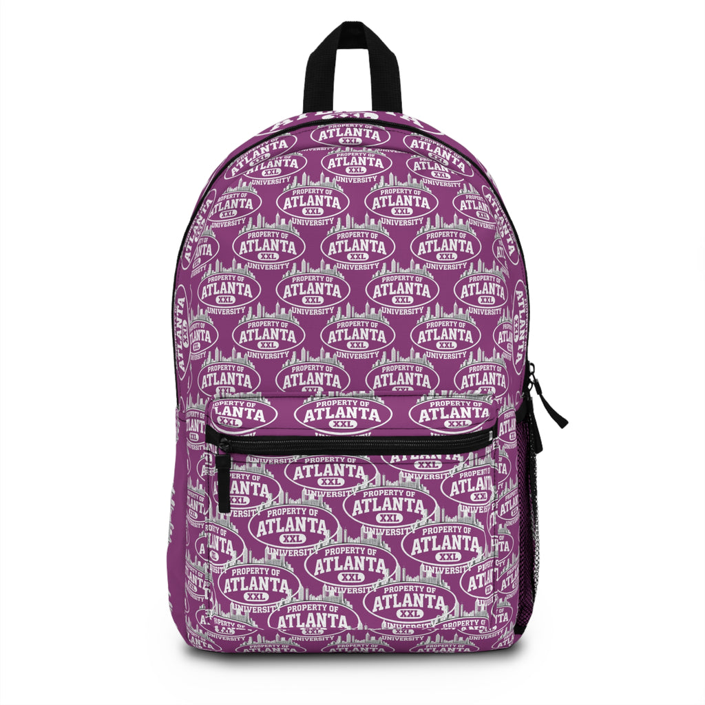 Atlanta Logo Print Backpack — Grape Purple - 'Property of Atlanta' All-Over Print