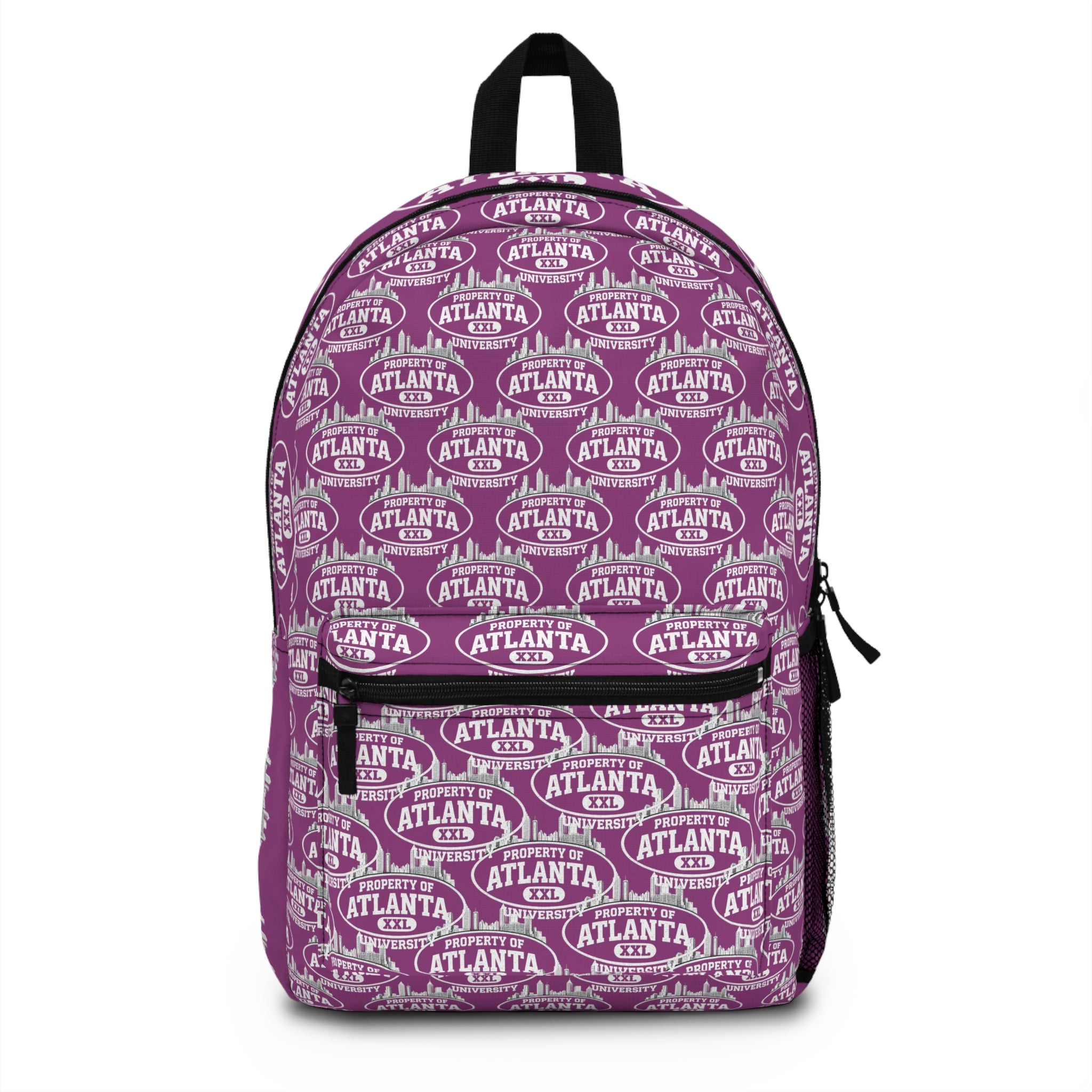Atlanta Logo Print Backpack — Grape Purple - 'Property of Atlanta' All-Over Print