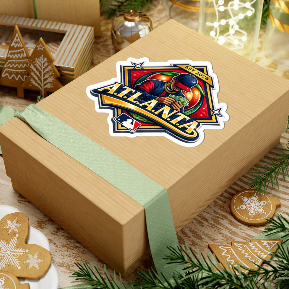 Atlanta Baseball Sticker — Bold Retro Player Design (Kiss-Cut)