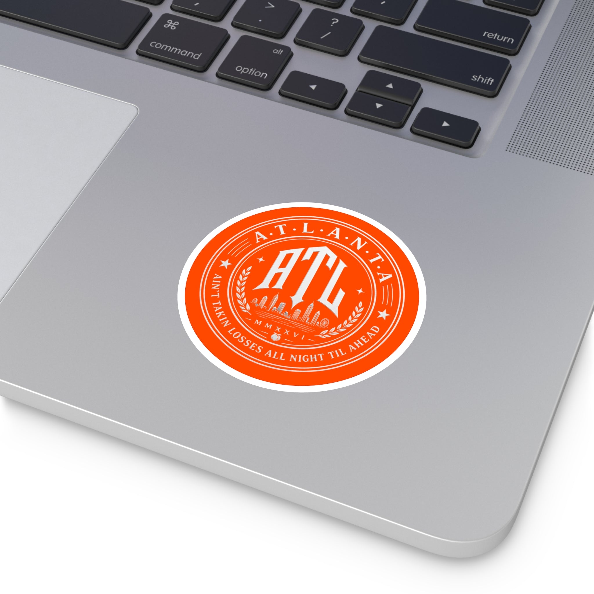 Georgia Peach Orange - ATL Round Vinyl Sticker — Orange Atlanta City Sky