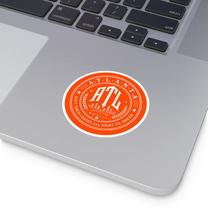 Georgia Peach Orange - ATL Round Vinyl Sticker — Orange Atlanta City Sky
