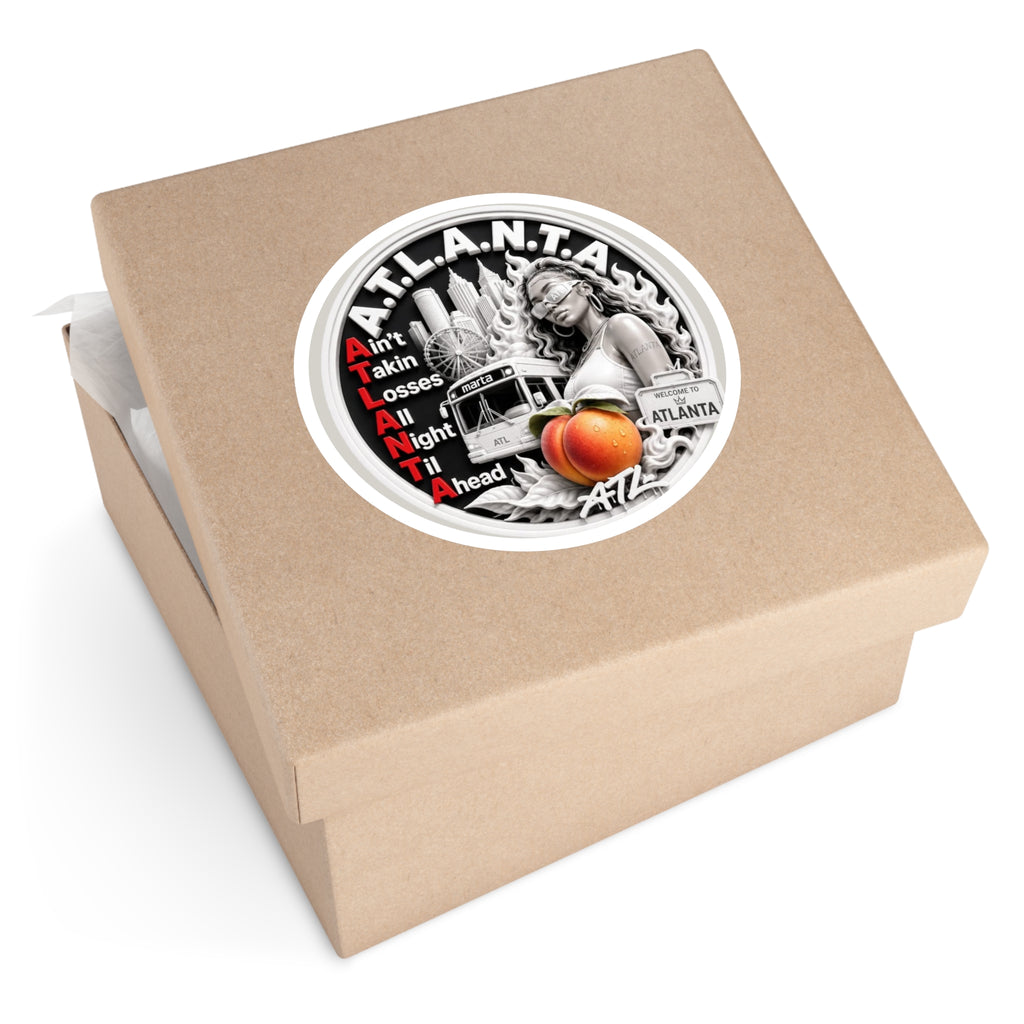 Georgia Peach Orange - ATL Round Vinyl Sticker — Orange Atlanta City Sky