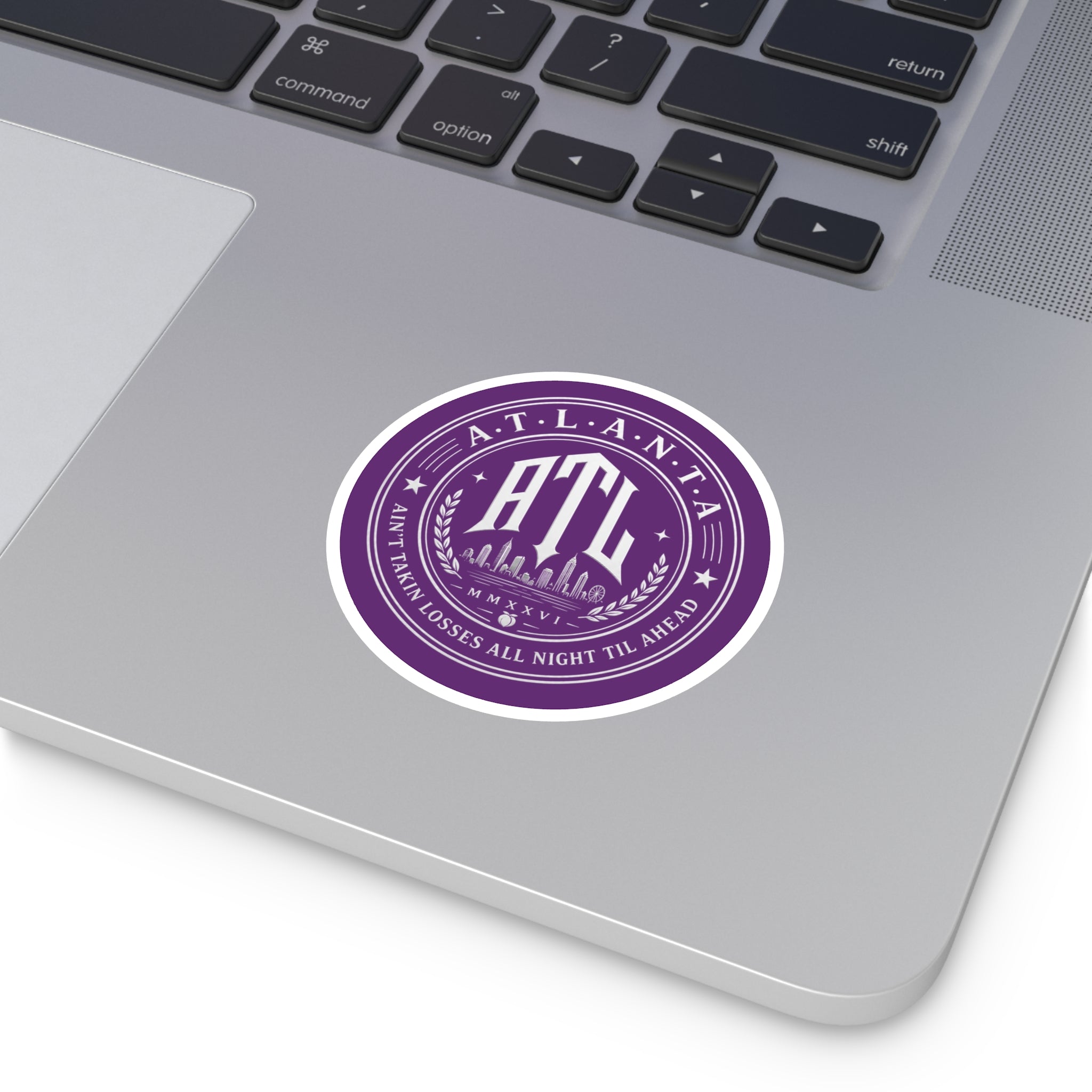 Ain’t Taking Losses ATL Logo Sticker — Purple Haze Edition