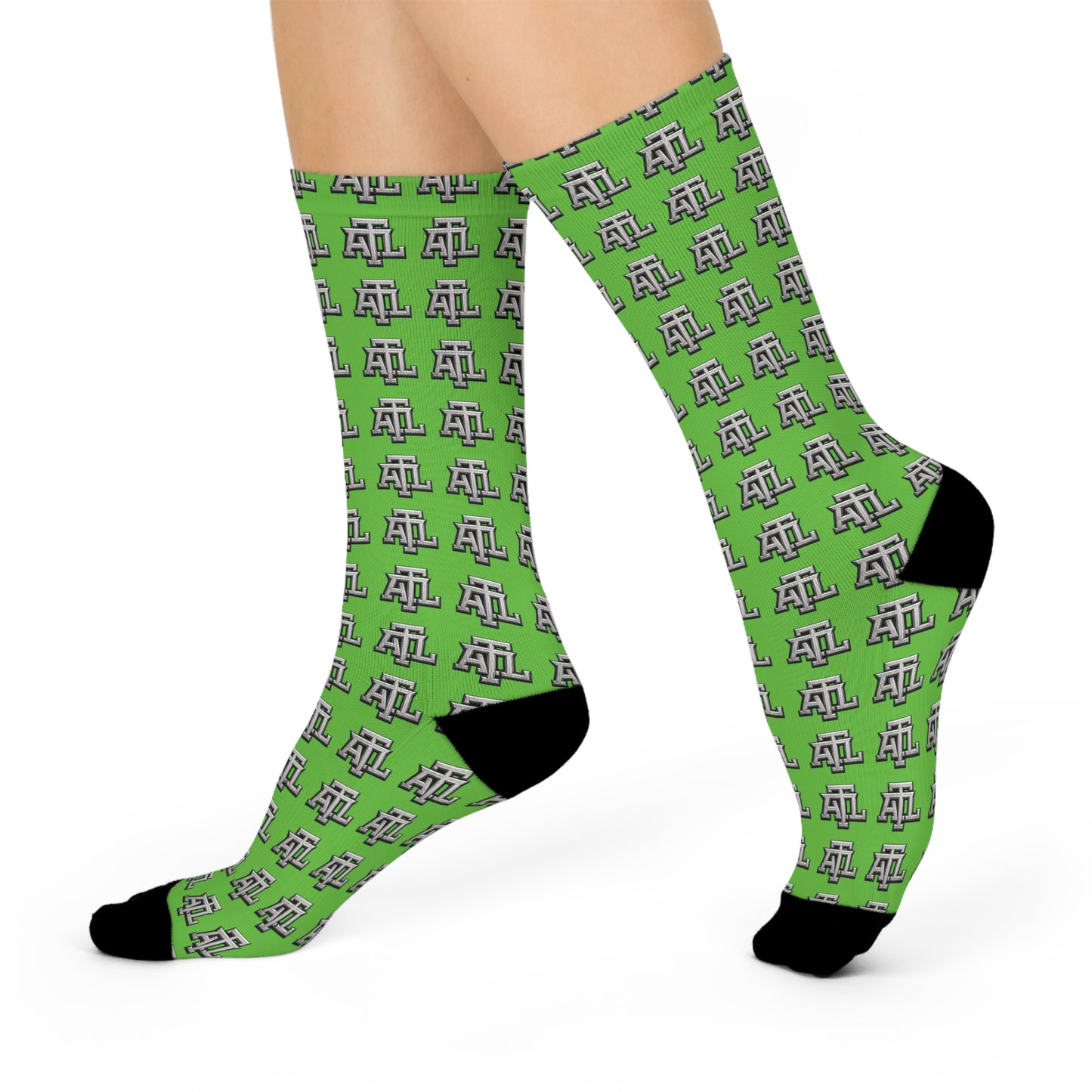Green ATL Monogram - Crew Socks