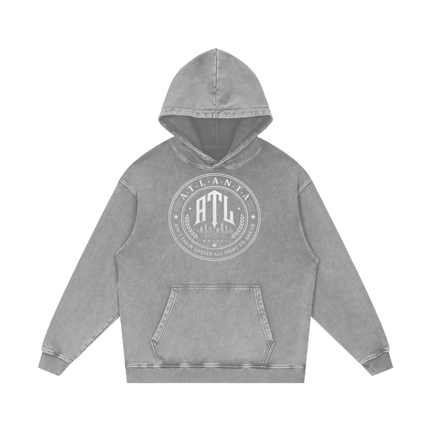 Ain't Taking Losses "City Seal" Heavyweight Snow Wash Hoodie