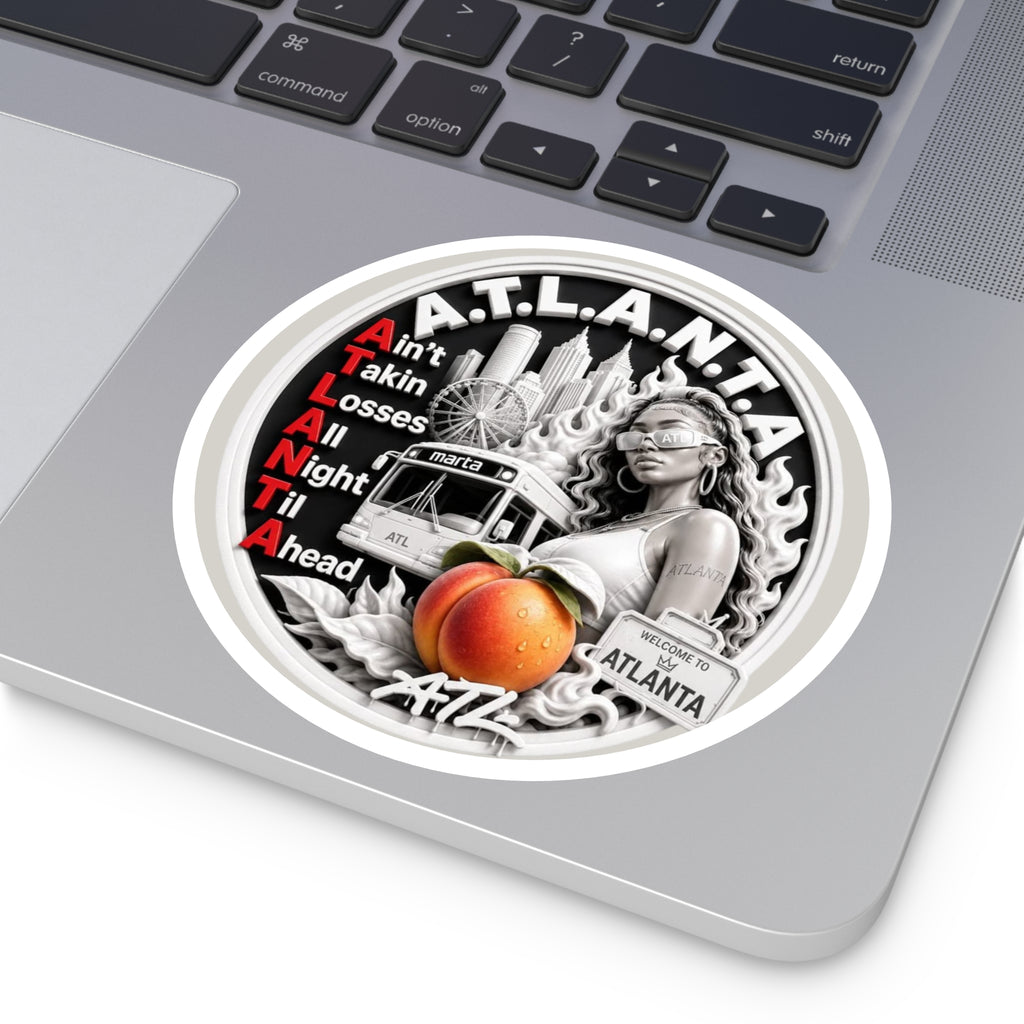 Georgia Peach Orange - ATL Round Vinyl Sticker — Orange Atlanta City Sky