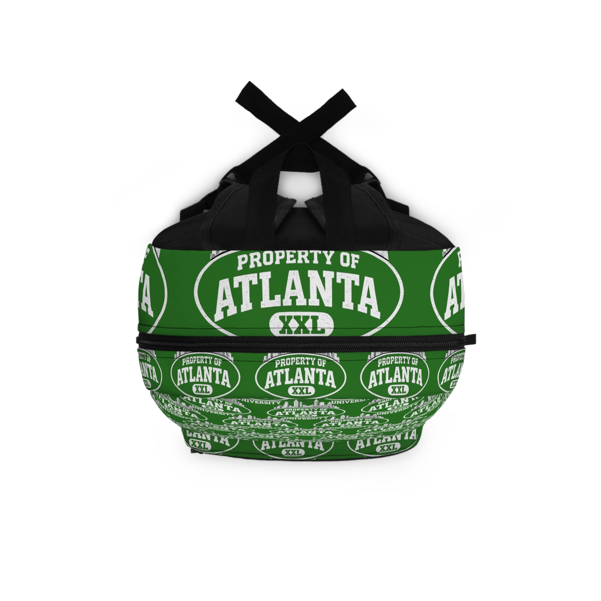 Atlanta Logo Print Backpack — Green - 'Property of Atlanta' All-Over Print