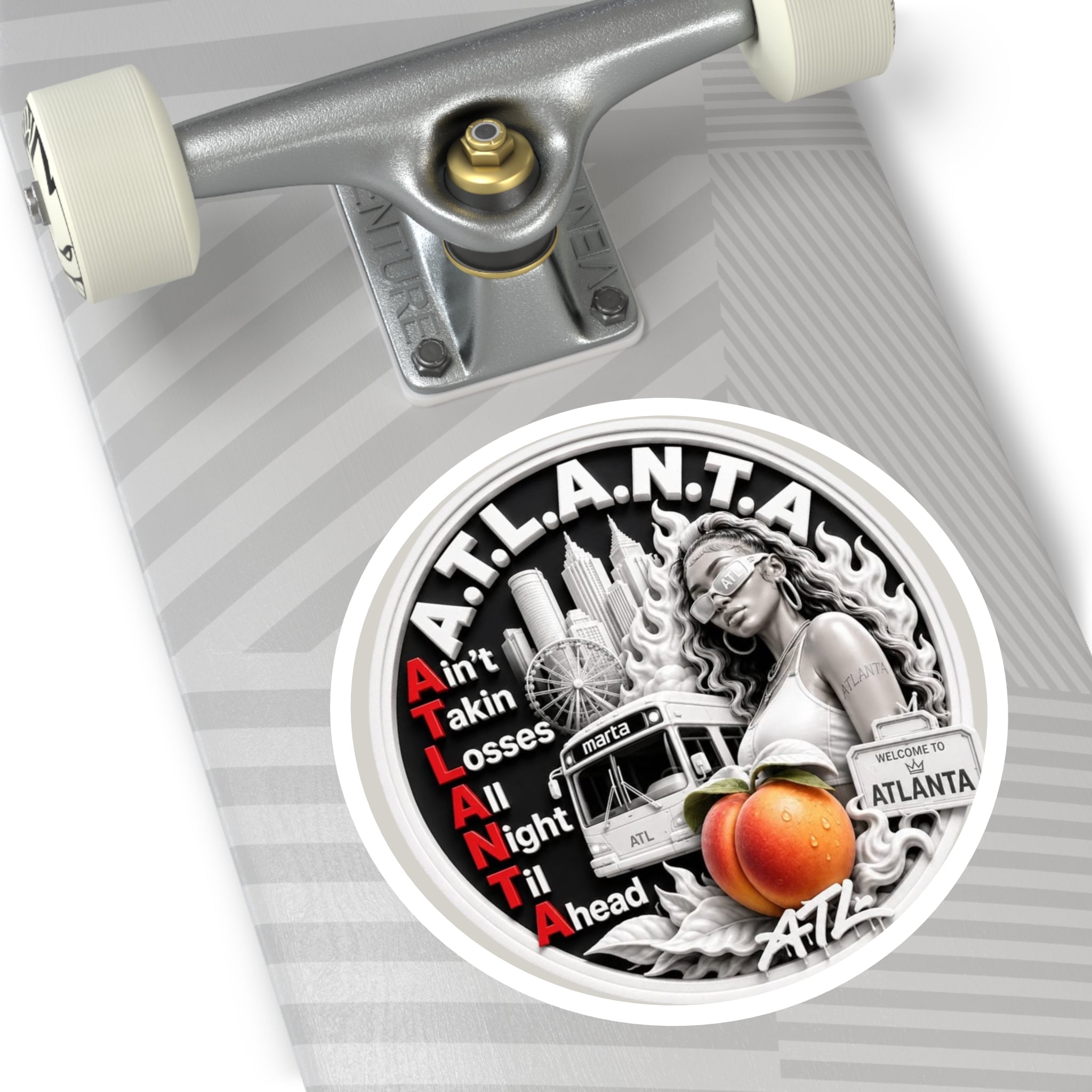 Georgia Peach Orange - ATL Round Vinyl Sticker — Orange Atlanta City Sky