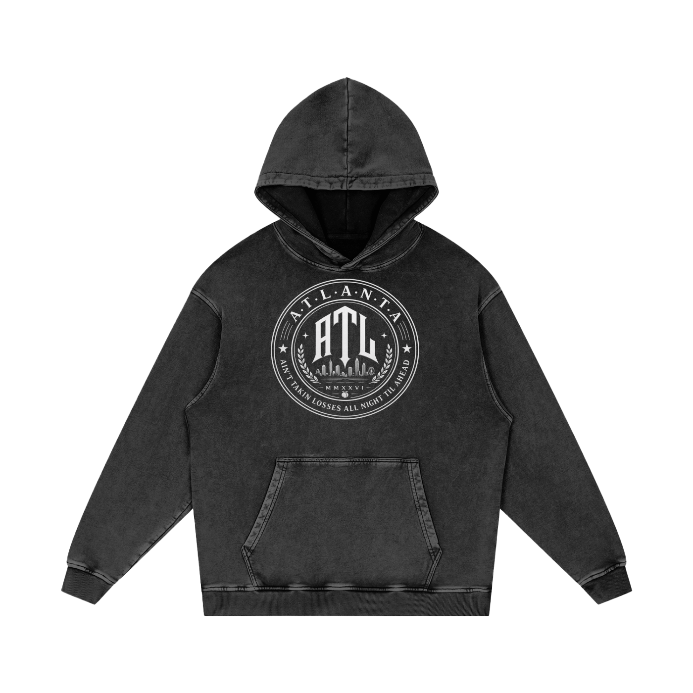 Ain't Taking Losses "City Seal" Heavyweight Snow Wash Hoodie