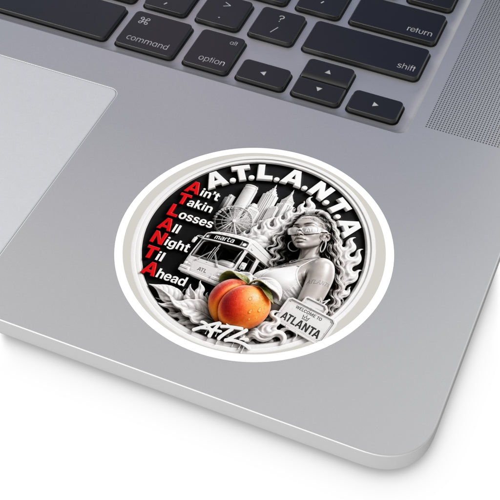 Georgia Peach Orange - ATL Round Vinyl Sticker — Orange Atlanta City Sky