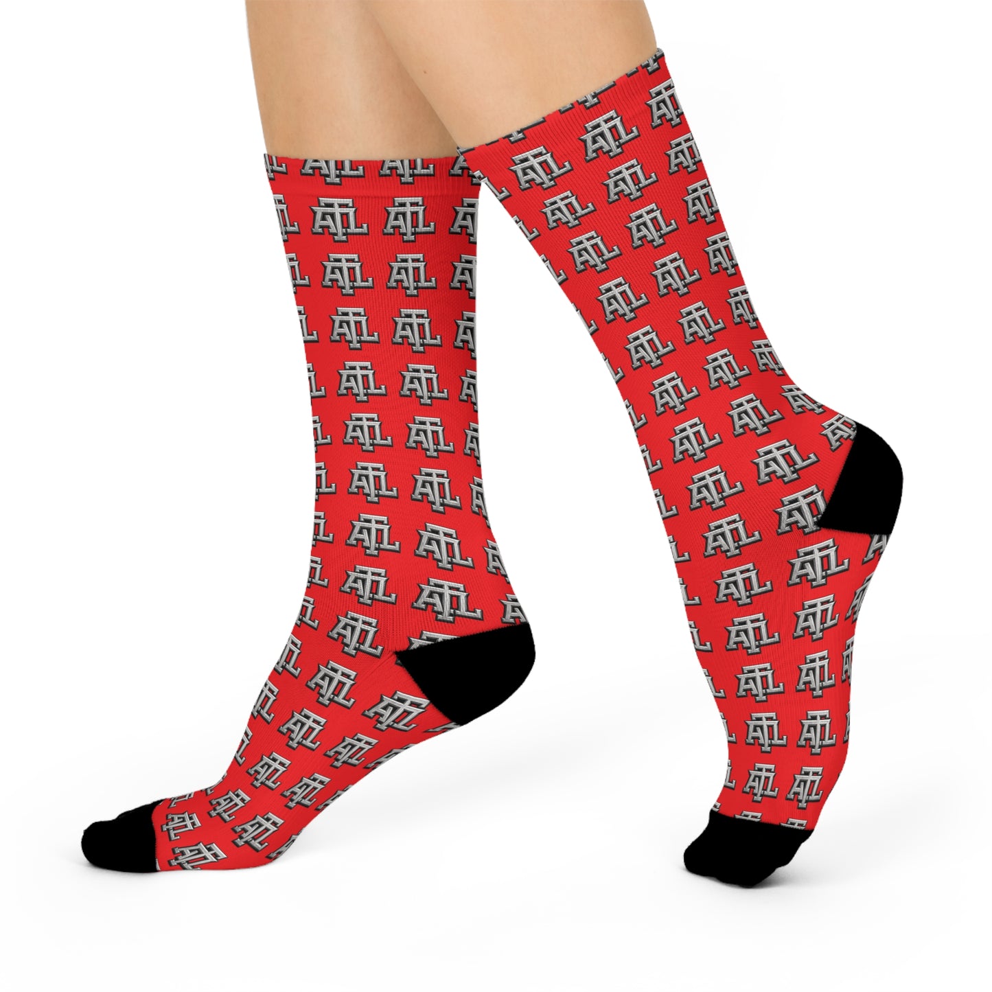 Red ATL Monogram  - Crew Socks