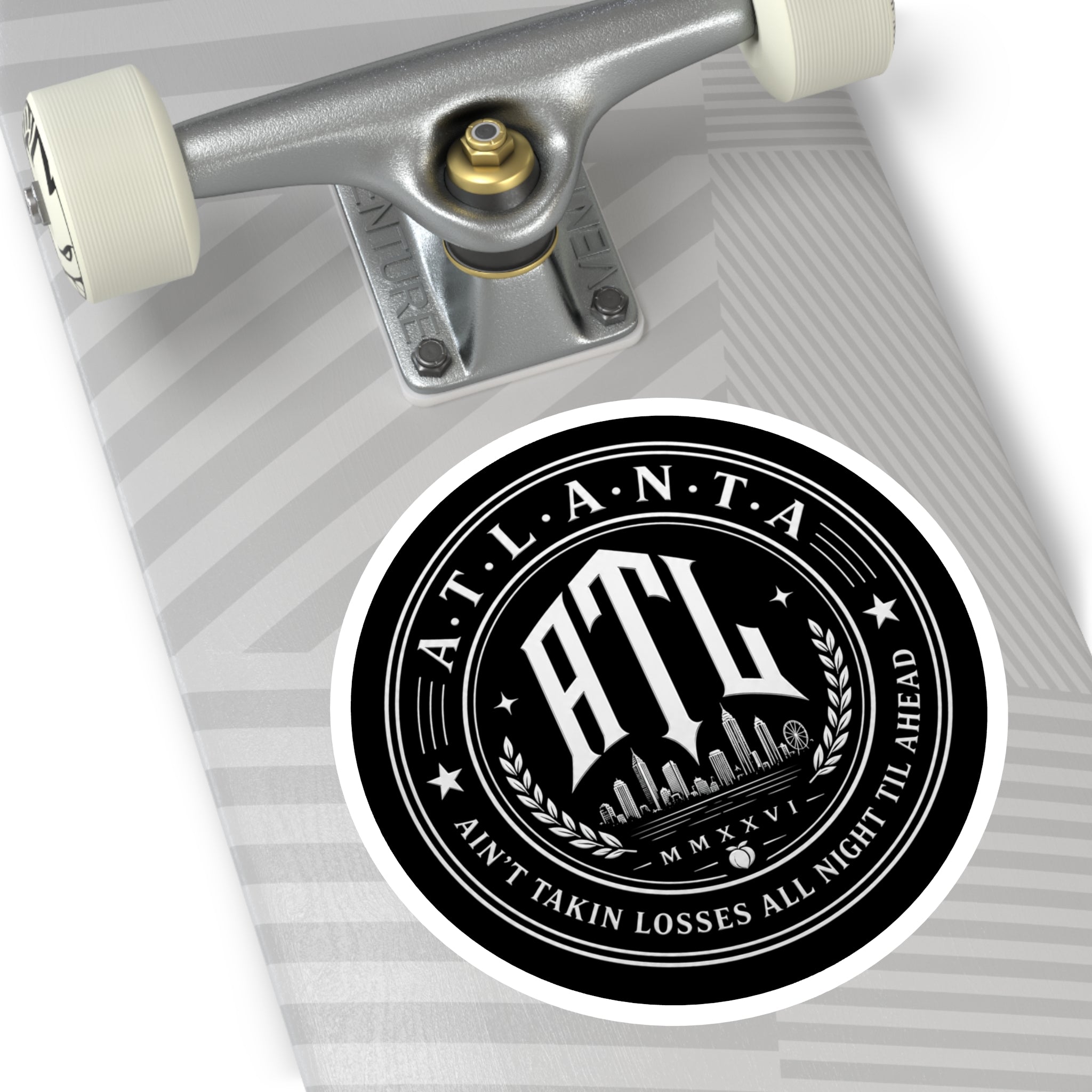 ATL Round Vinyl Sticker — Retro Atlanta Skyline