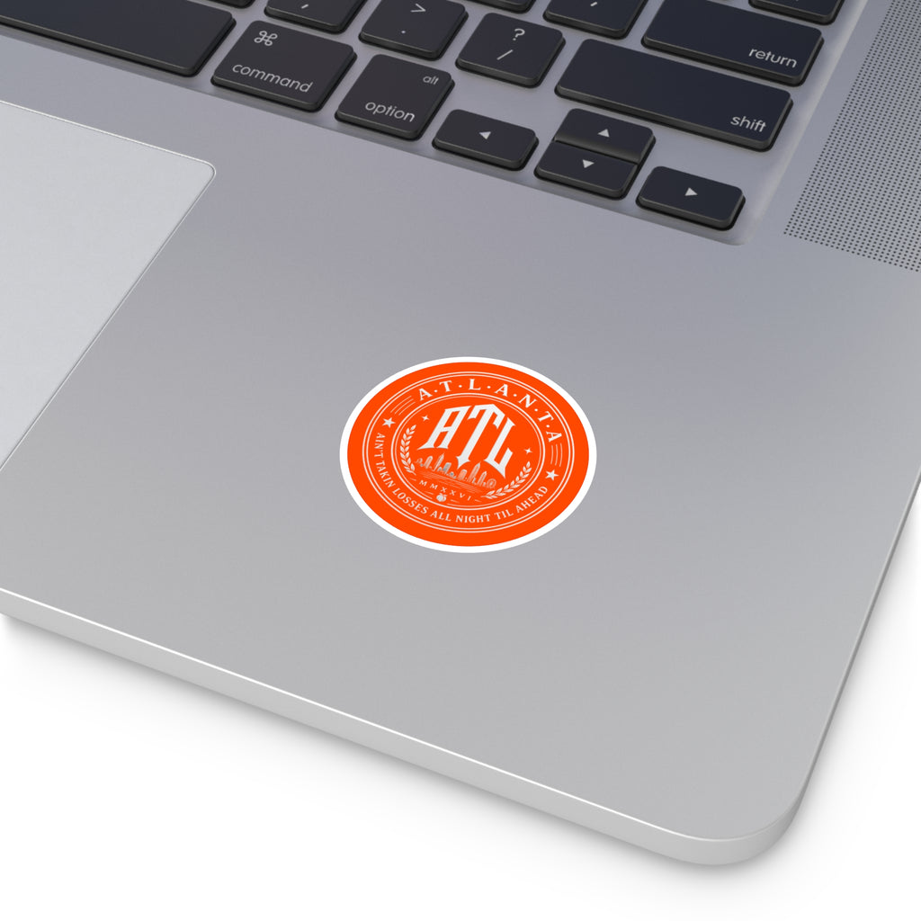 Georgia Peach Orange - ATL Round Vinyl Sticker — Orange Atlanta City Sky