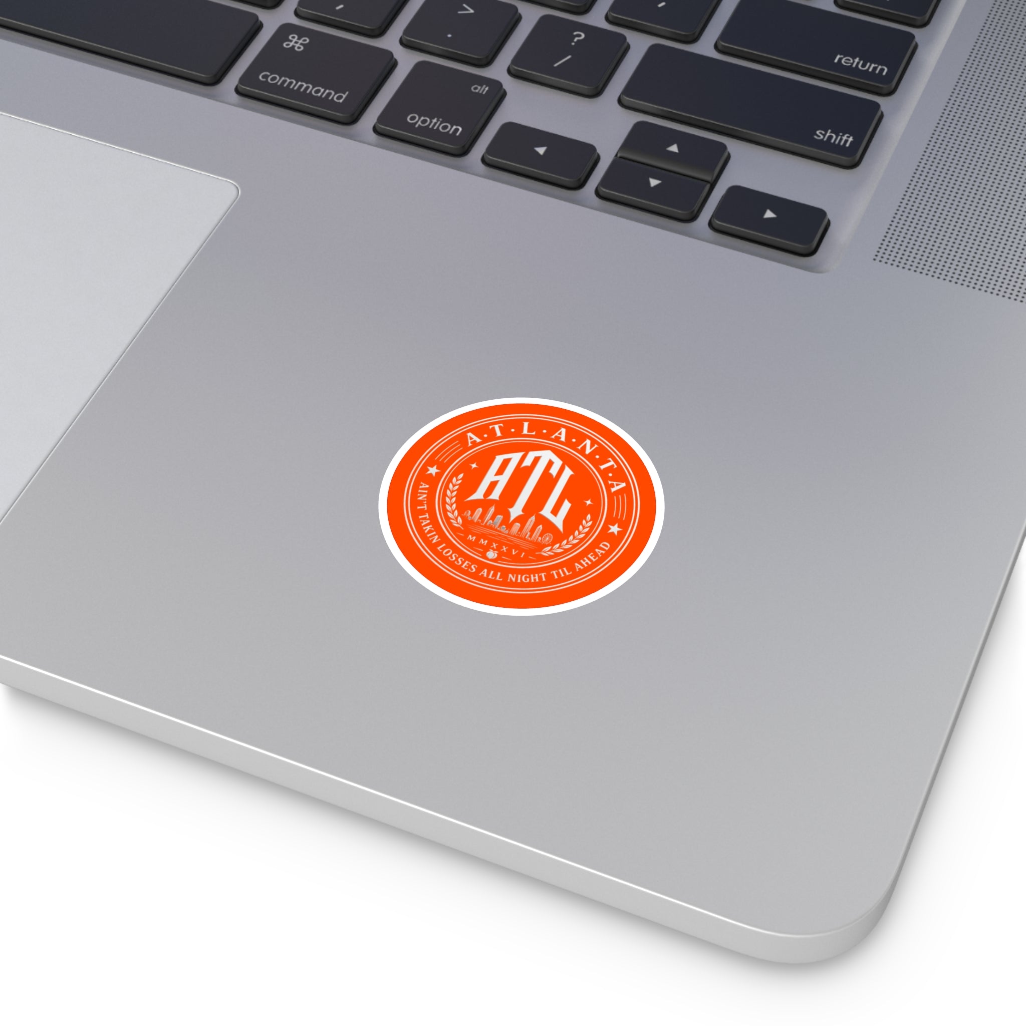 Georgia Peach Orange - ATL Round Vinyl Sticker — Orange Atlanta City Sky