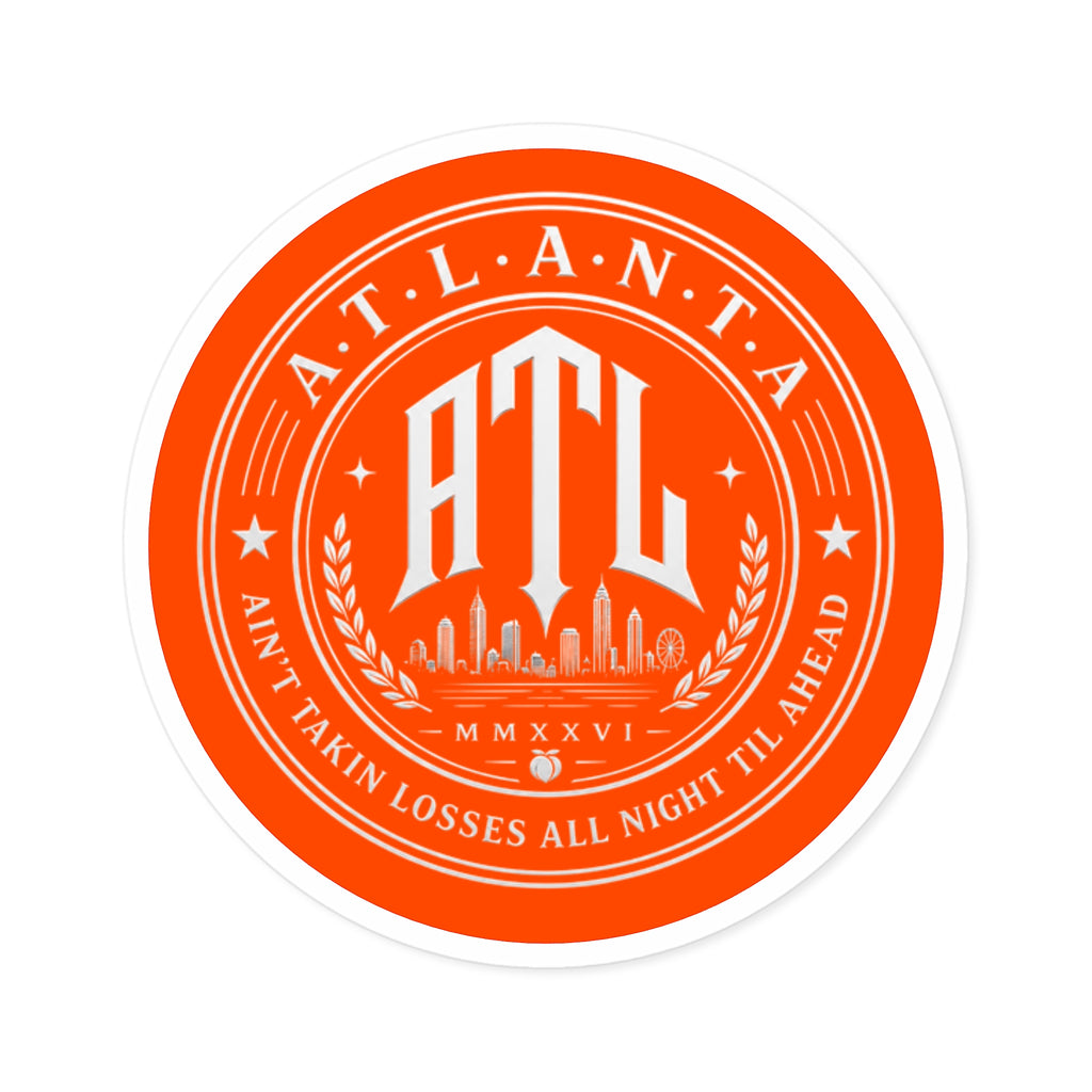 Georgia Peach Orange - ATL Round Vinyl Sticker — Orange Atlanta City Sky