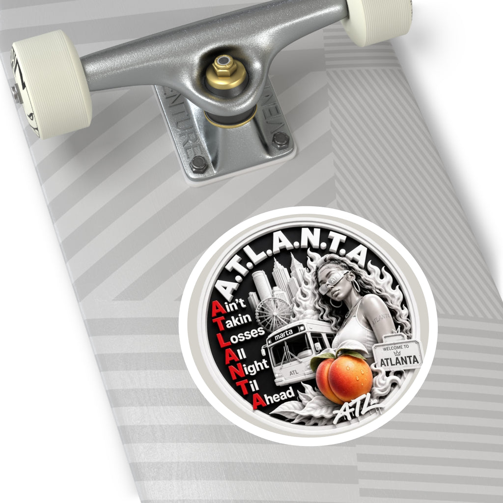 Georgia Peach Orange - ATL Round Vinyl Sticker — Orange Atlanta City Sky