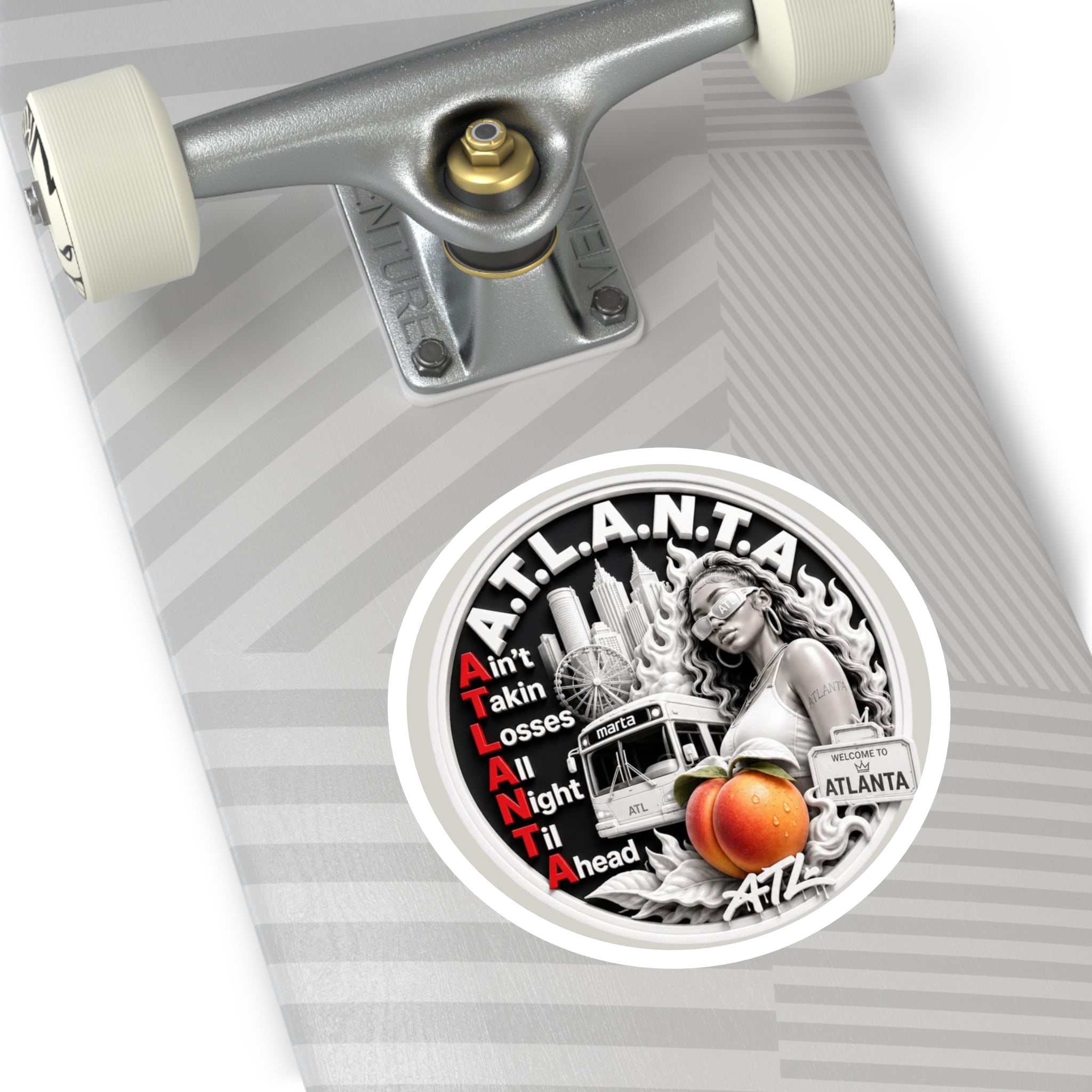 Georgia Peach Orange - ATL Round Vinyl Sticker — Orange Atlanta City Sky