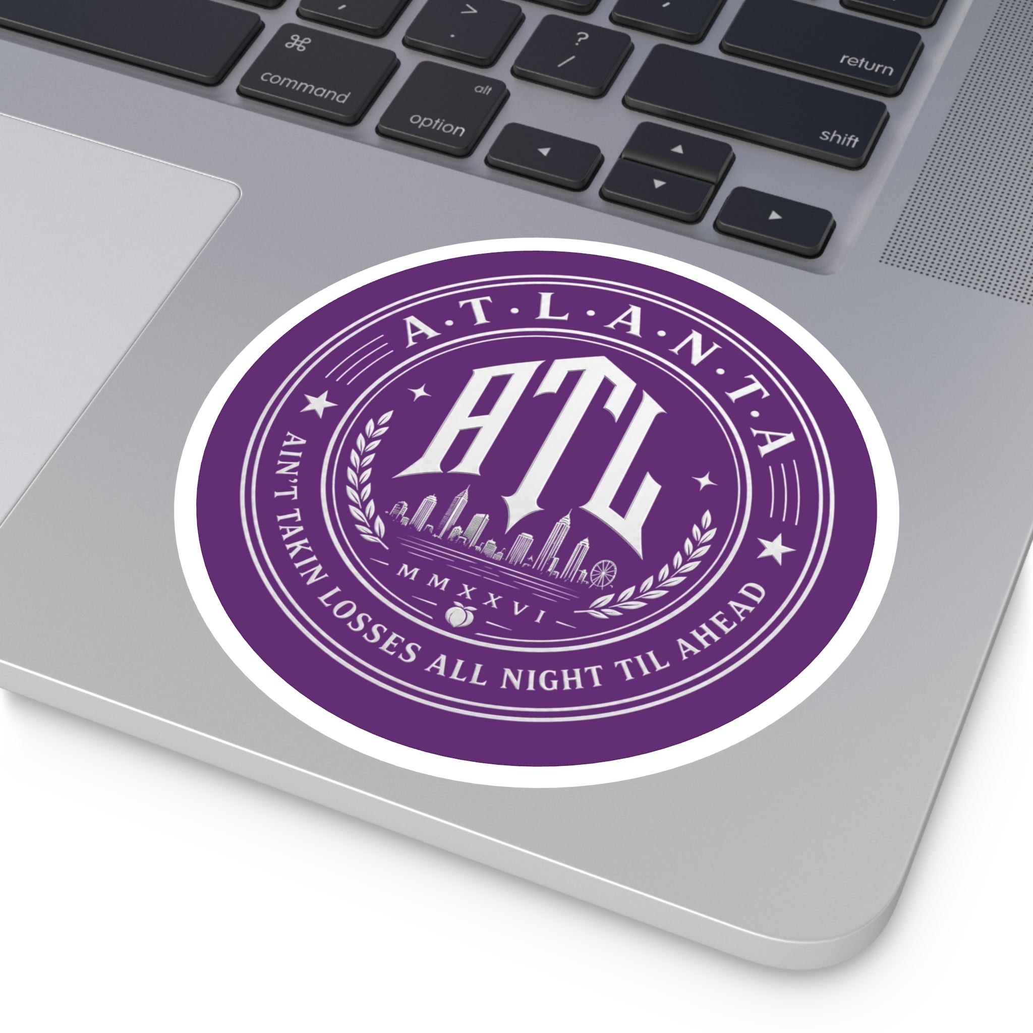 Ain’t Taking Losses ATL Logo Sticker — Purple Haze Edition