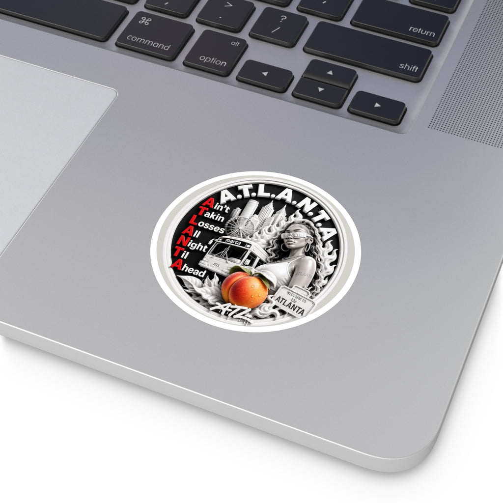 Georgia Peach Orange - ATL Round Vinyl Sticker — Orange Atlanta City Sky