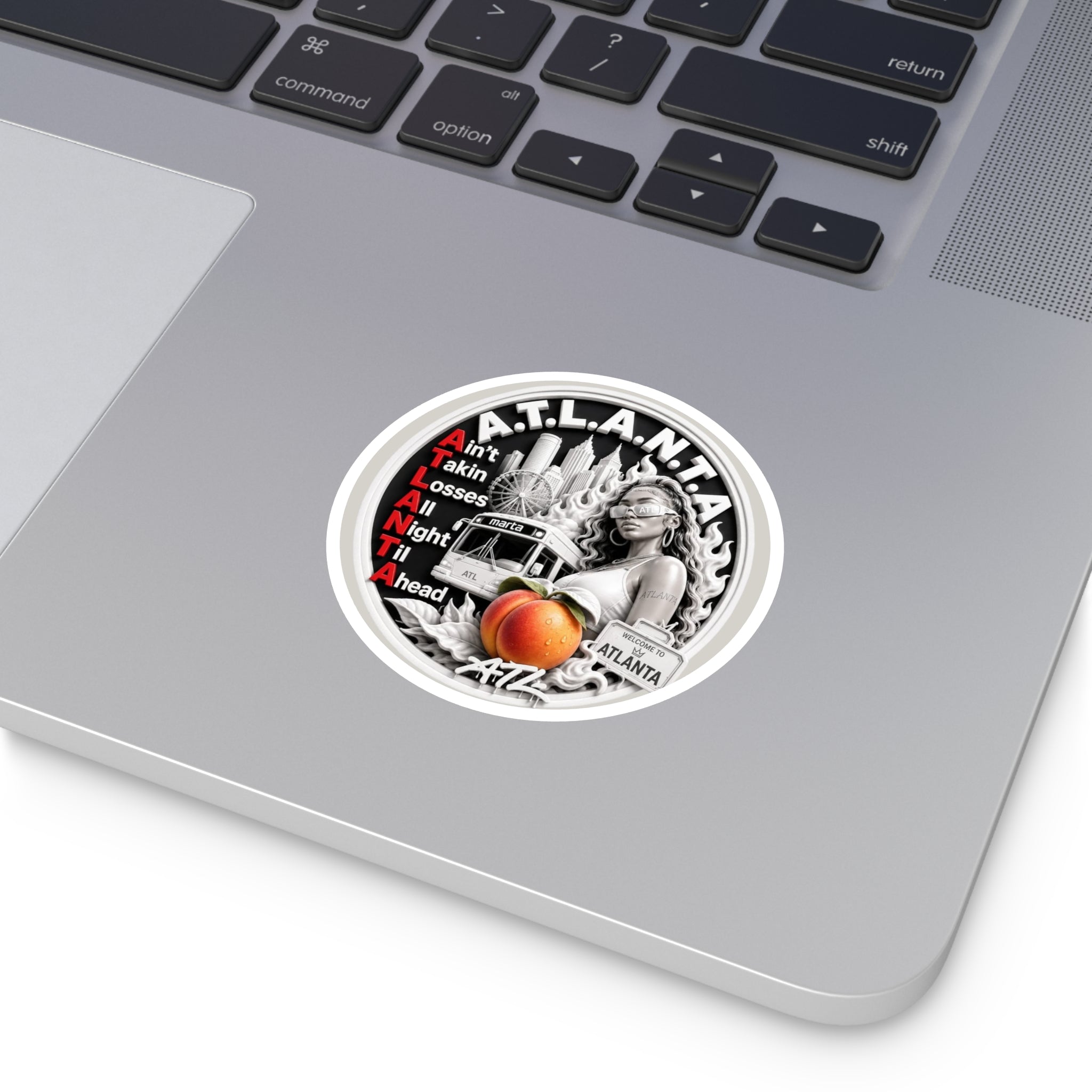 Georgia Peach Orange - ATL Round Vinyl Sticker — Orange Atlanta City Sky