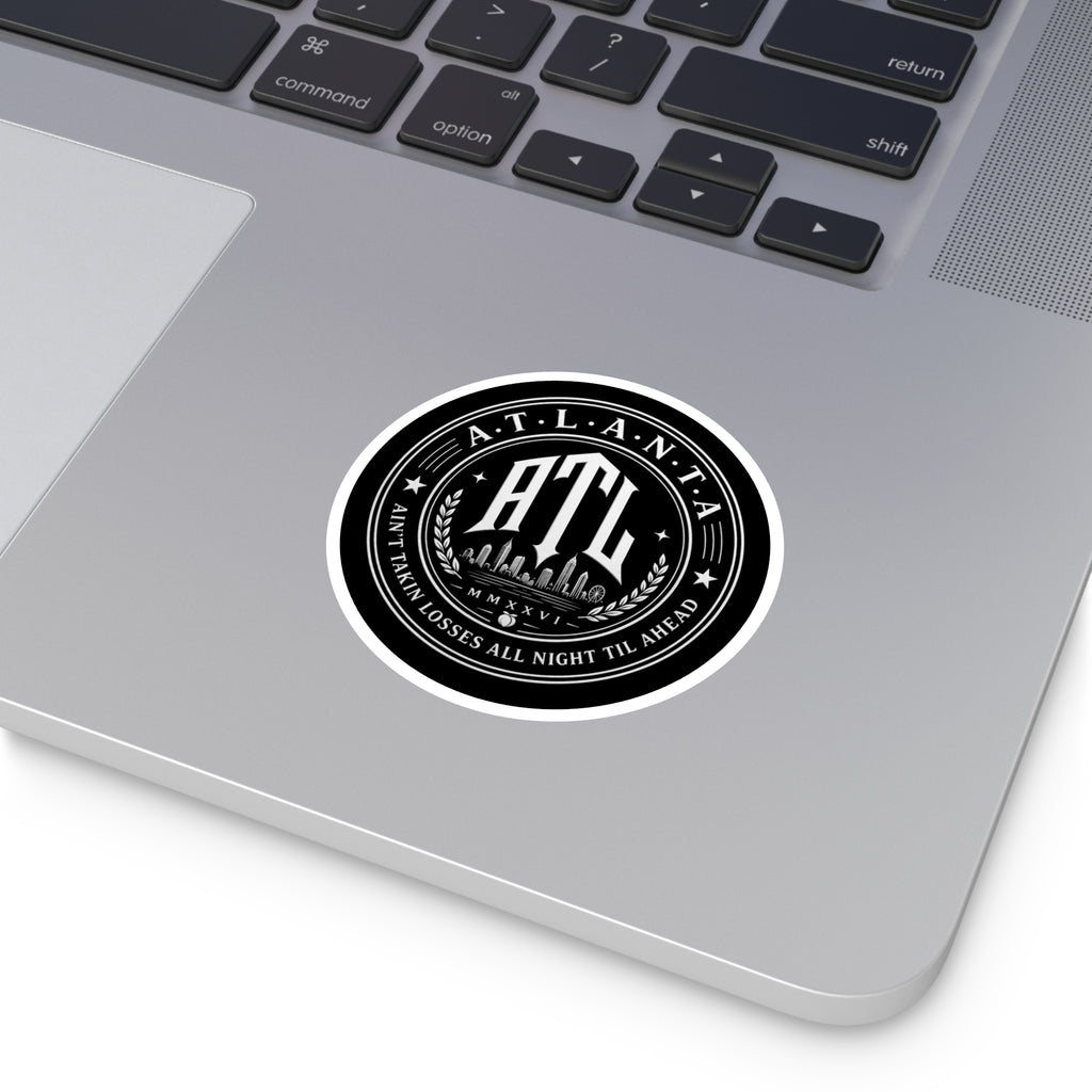 ATL Round Vinyl Sticker — Retro Atlanta Skyline